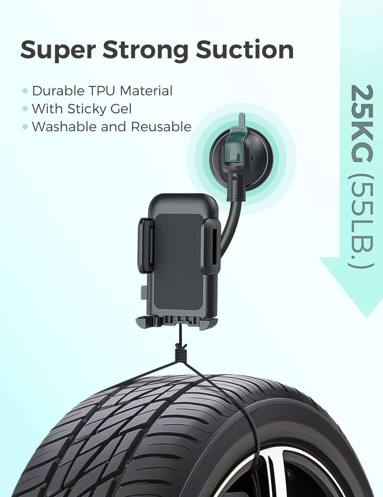 Premium Car Phone Mount with Long Gooseneck - Universal Dashboard & Windshield Phone Holder with Strong Sticky Gel Suction Cup - Compatible with iPhone & Smartphones 4.5-6.9 inches - Perfect for GPS Navigation, Hands-Free Calls & Road Trips
