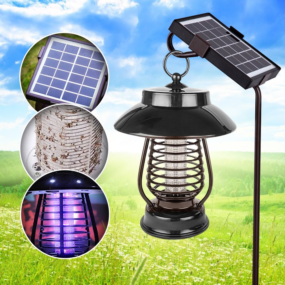 Solar Powered Outdoor Mosquito & Bug Zapper - Rechargeable Insect Killer for Patio, Garden & Camping - Weatherproof Pest Control for Backyard, Deck & Pool Area