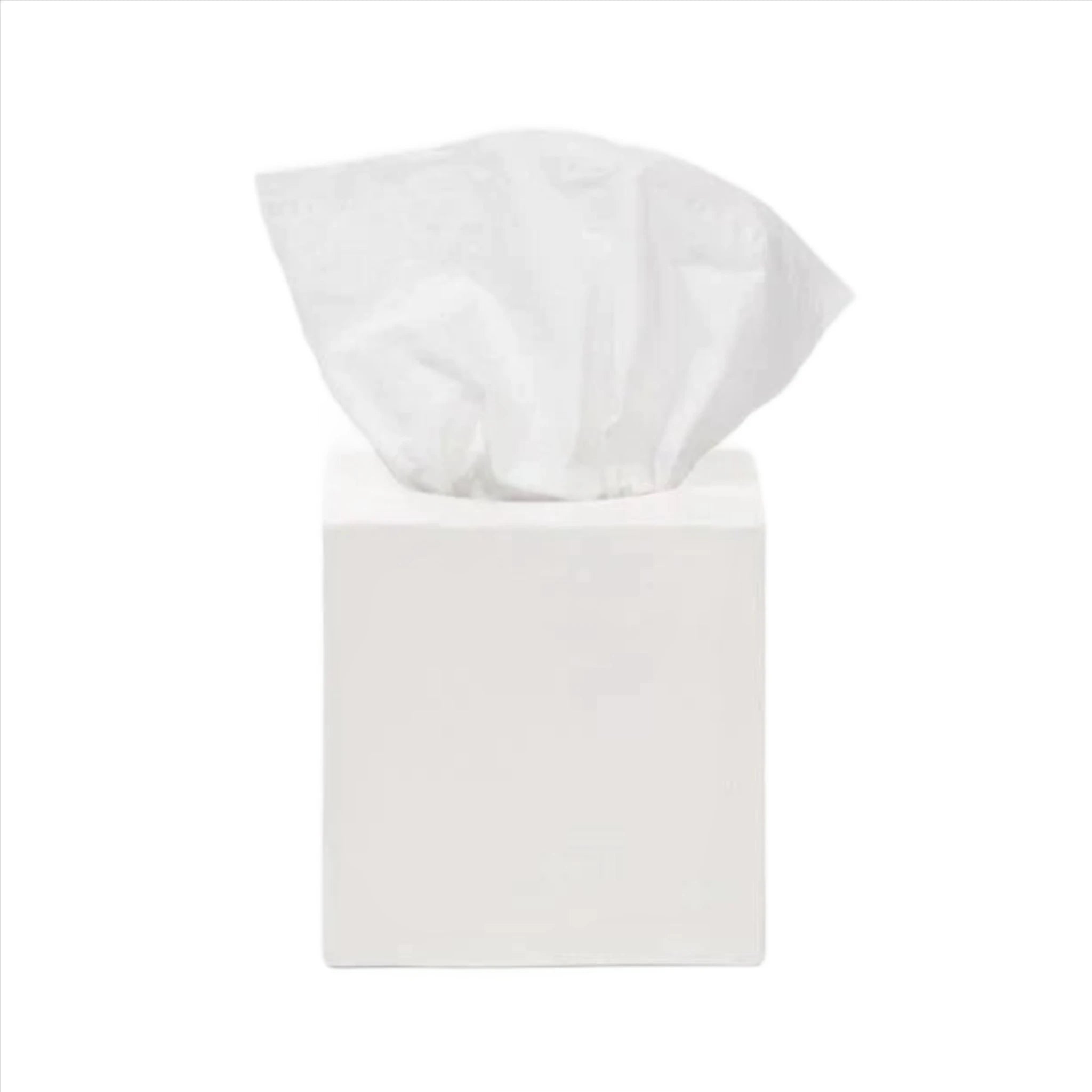 Elegant Cordoba White Ceramic Tissue Box Cover - Home & Office Decor for Living Room, Bathroom, or Bedroom
