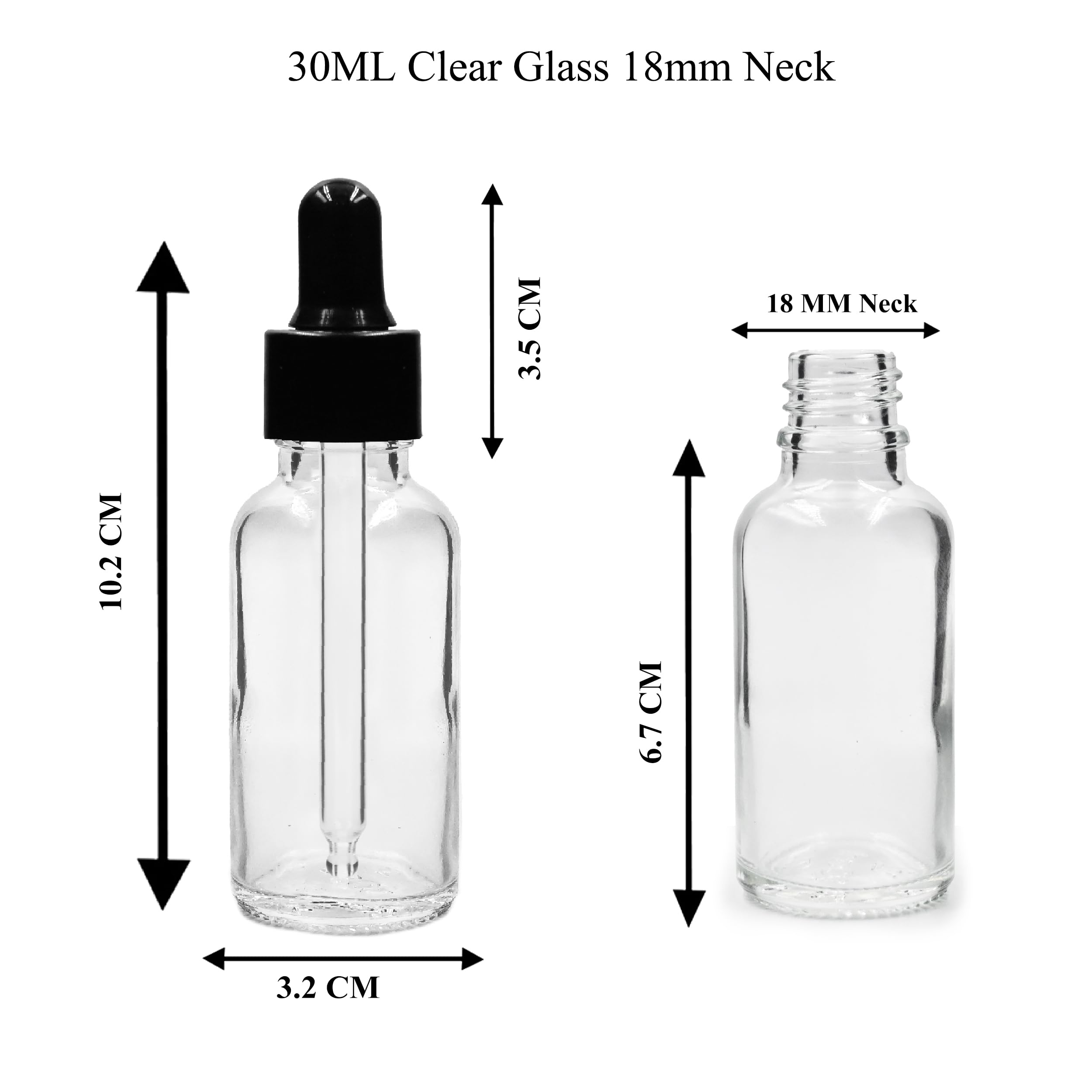 30ML Clear Round Empty Glass Bottle with Glass Dropper & Black Smooth Sleeve - Refillable Leak Proof Essential Oil Bottles for DIY Perfumes, Serums and Aromatherapy - Perfect for Home Spa, Travel & Gift Packaging (Pack of 3)