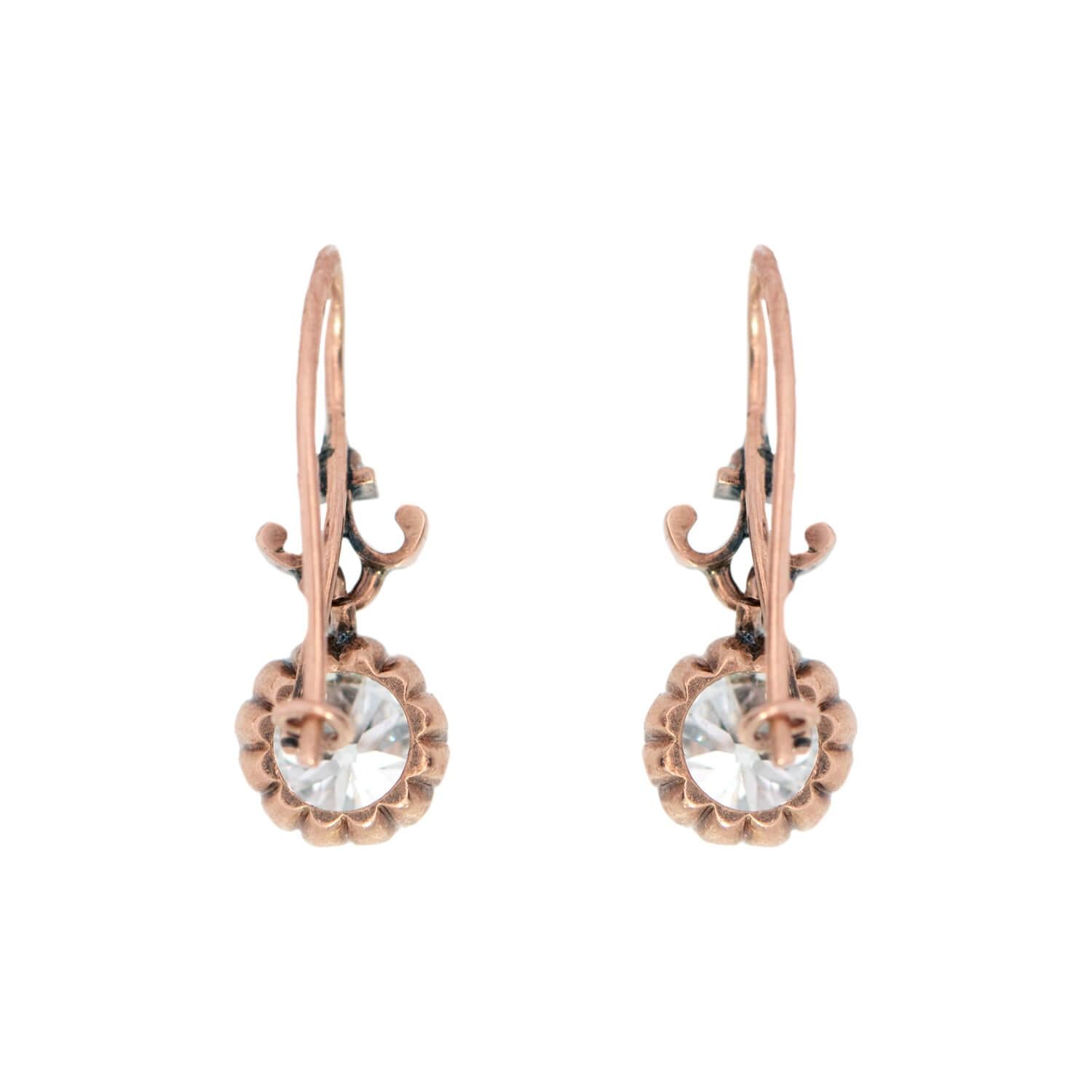 14K Gold Victorian Style Diamond Drop Earrings for Women – Elegant Dangle Jewelry for Weddings, Parties & Special Occasions