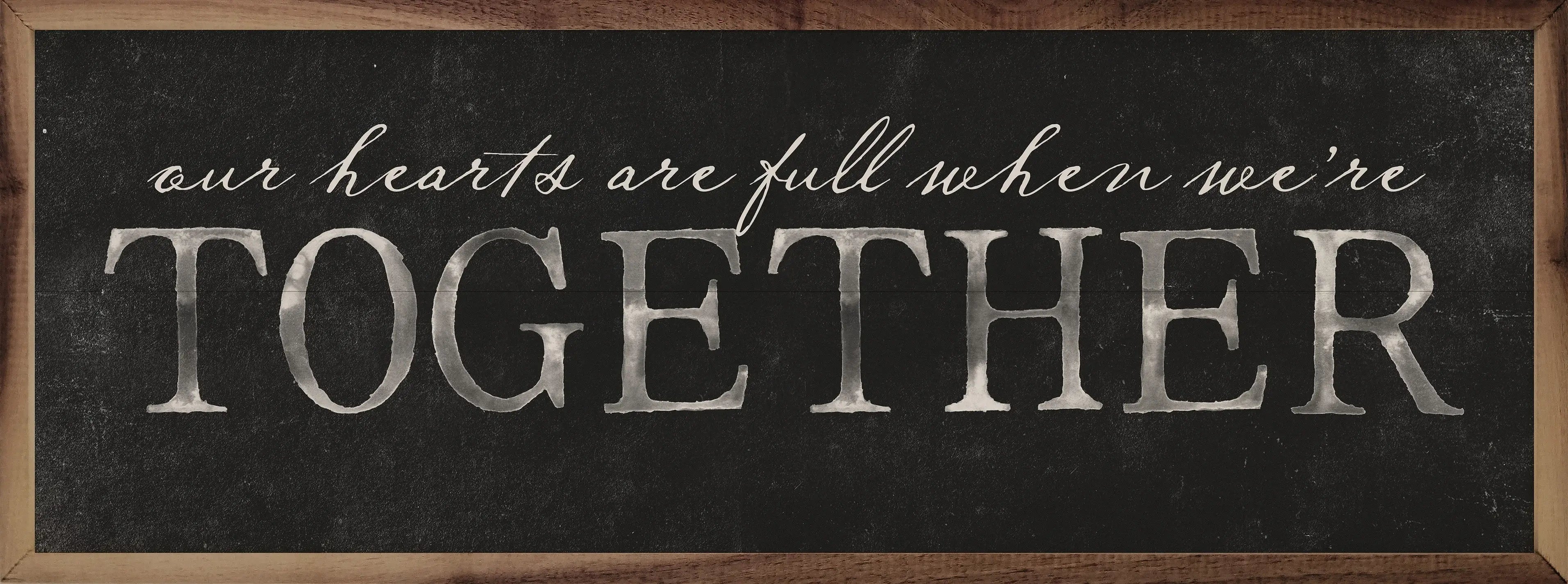 Hearts Are Full Together Wood Framed Print - Romantic Home Decor for Couples, Bedroom & Living Room Wall Art