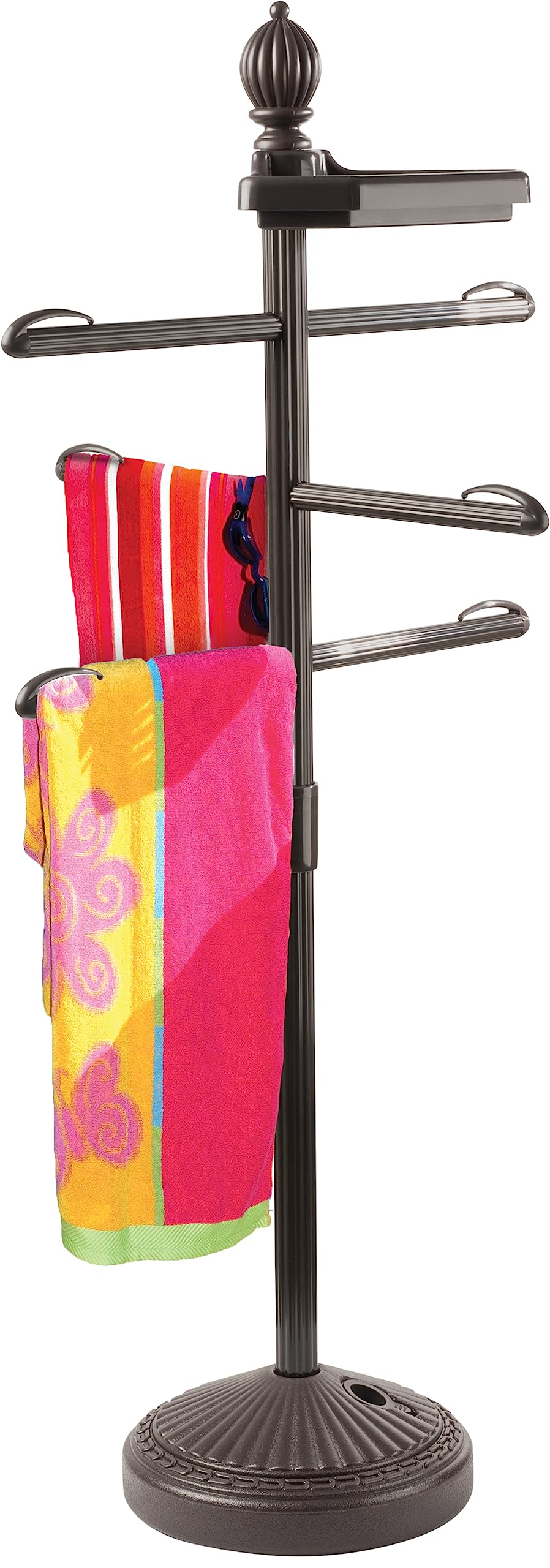 O2COOL Adjustable Pool & Spa Valet with Weighted Base - Bronze Outdoor Towel Holder for Patio, Poolside & Beach - Perfect for Swimming Pools, Hot Tubs & Backyard Lounging