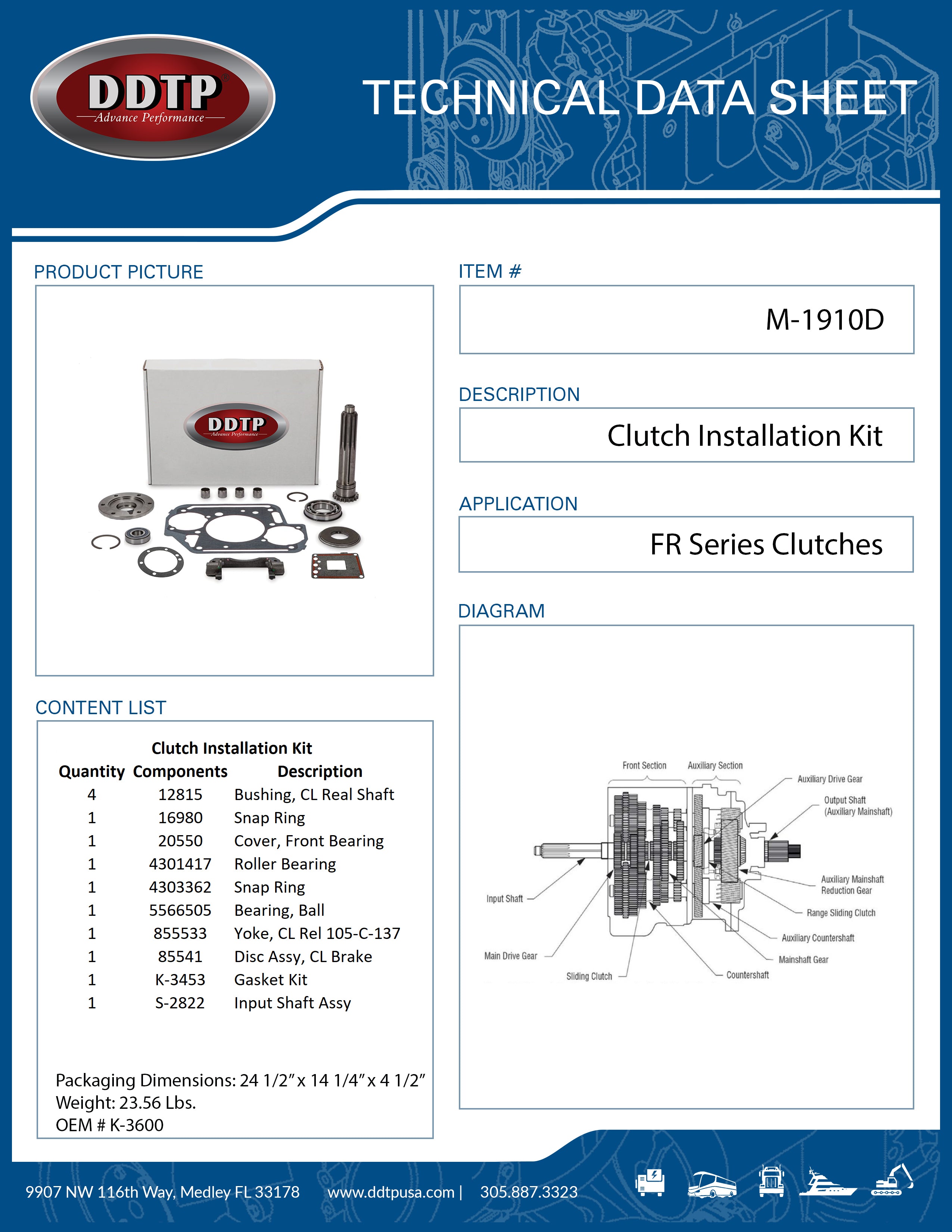 FR Series Clutch Installation Kit with OEM Input Shaft - Perfect for Transmission Repair & DIY Car Maintenance