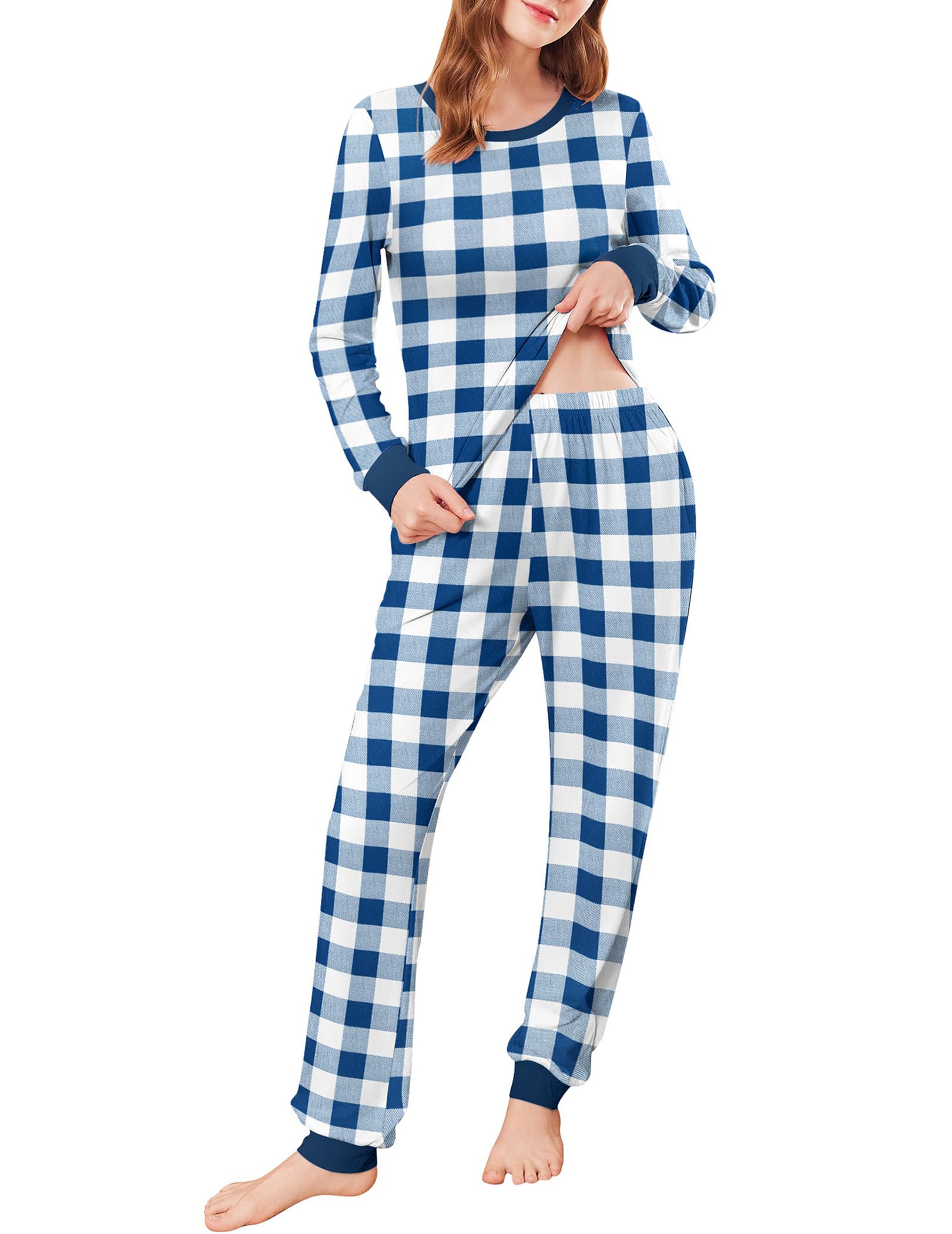Ekouaer Women's Pajama Set - Soft Long Sleeve Top & Jogger Pants Lounge Outfit with Pockets | Cozy Sleepwear for Nighttime & Relaxing at Home