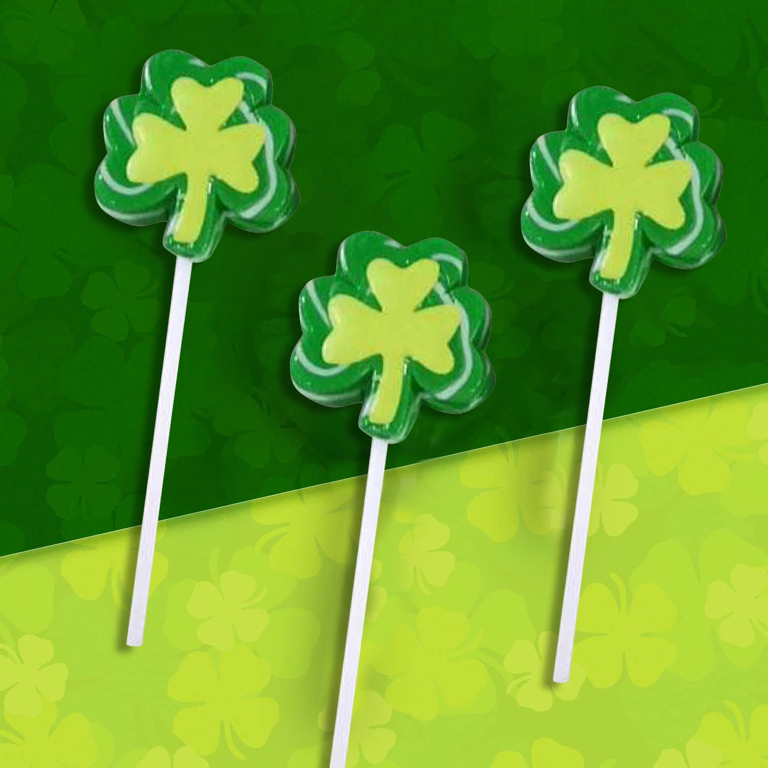12 Shamrock Lollipops - St. Patrick's Day Green Candy & Party Favors - Irish Themed Treats for Festive Celebrations, Office Gifts & School Events