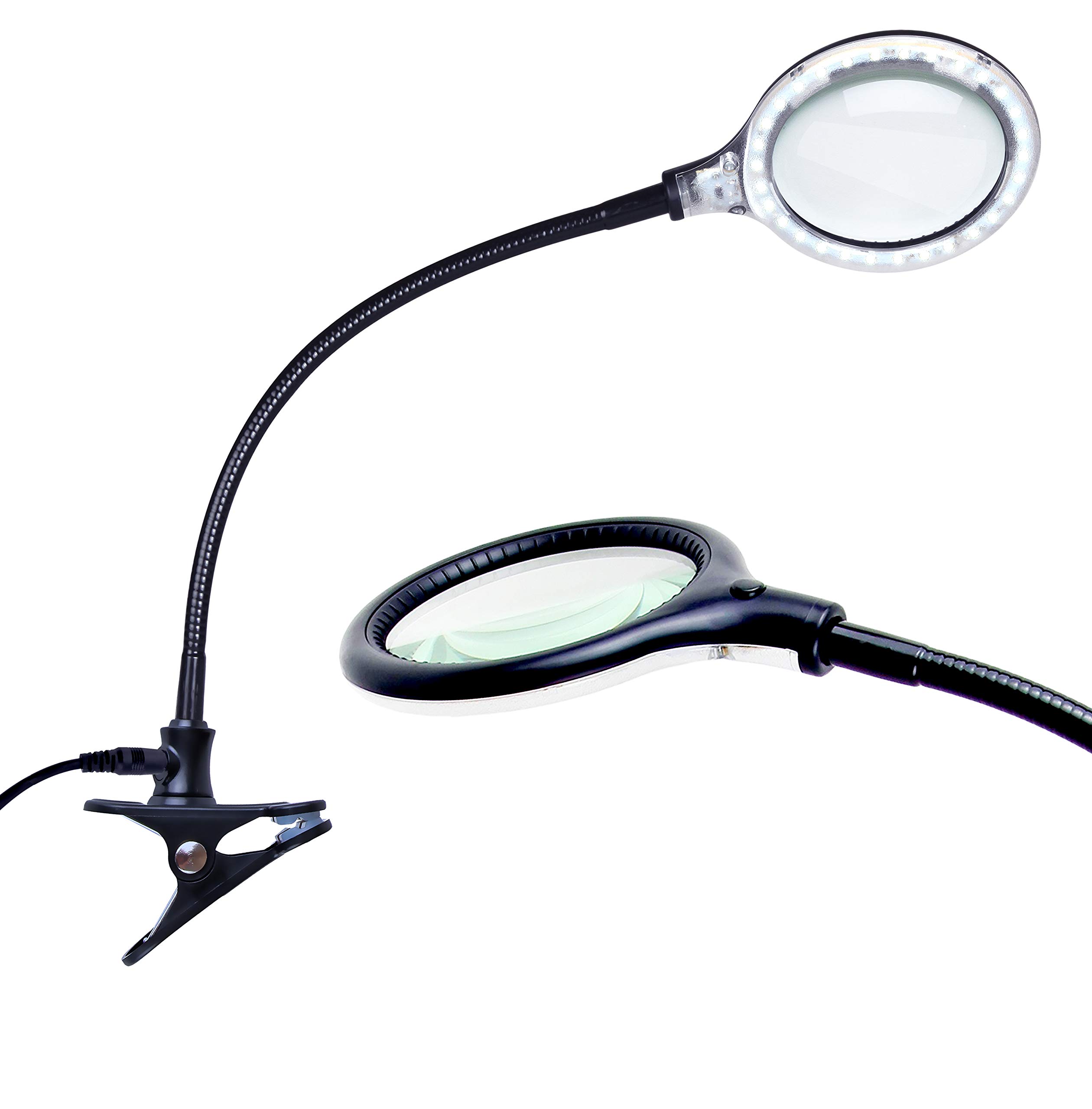 Brightech LightView Flex Magnifying Desk Lamp - 1.75X Magnifier with LED Light, Adjustable Gooseneck for Crafts, Reading, Sewing & Close Work - Perfect for Hobbyists, Jewelers & Seniors