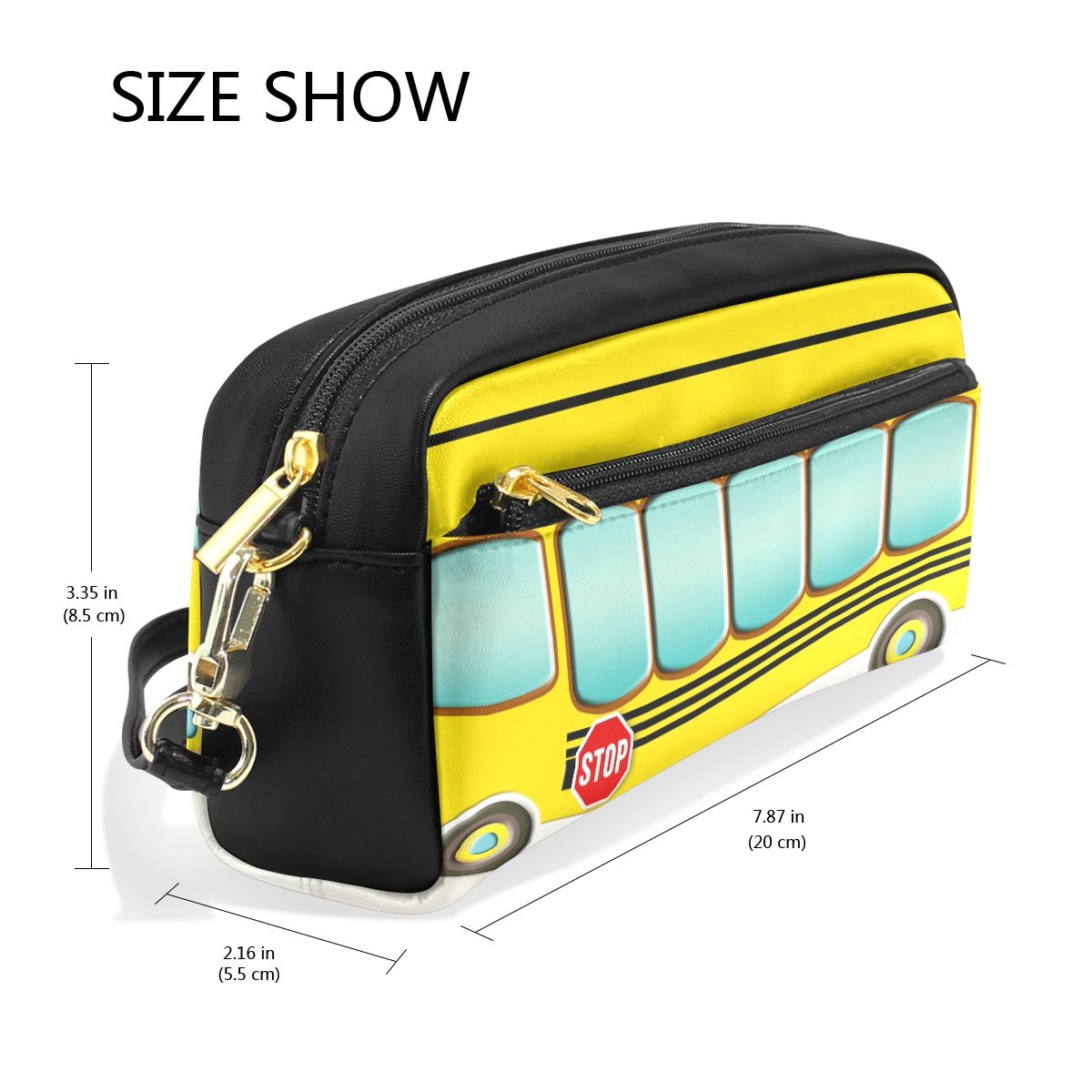 **Yellow Kids Pencil Case with Zipper - School Student Bus Design Pen Pouch Holder for Boys & Girls - Perfect for School Supplies, Art Storage & Travel Organization**