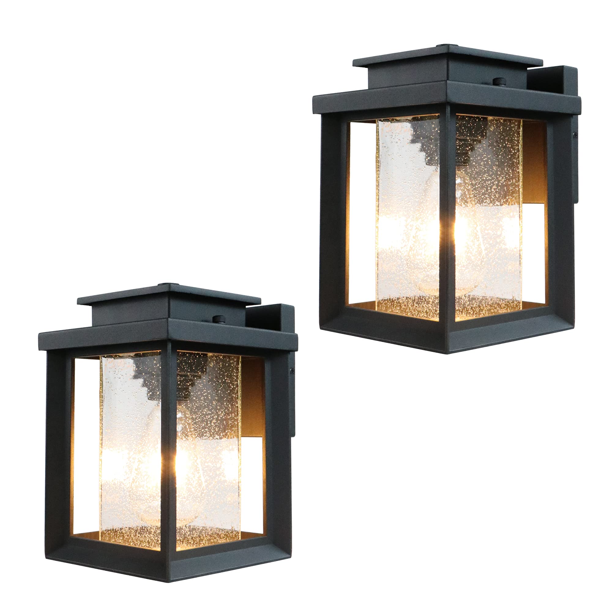 MONKFISH Modern Outdoor Wall Light with Bubble Glass Shade - Waterproof Exterior Sconce for Porch, Garden, Garage, Balcony (2-Pack) - Perfect for Patio Lighting and Home Facade Decoration