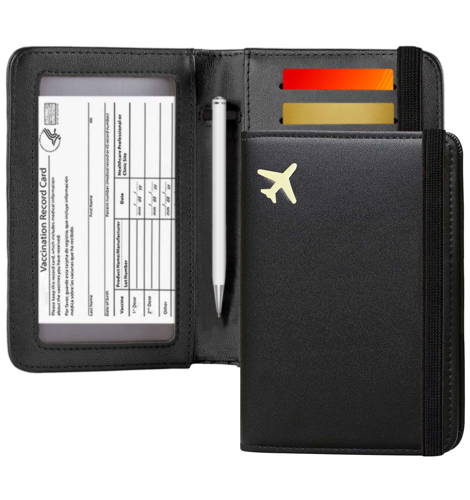 ZOPPEN RFID Blocking Passport Holder Wallet for Women & Men - Travel Essentials Document Organizer with Secure Cover Case (Black) | Perfect for International Trips, Business Travel & Vacation Accessories