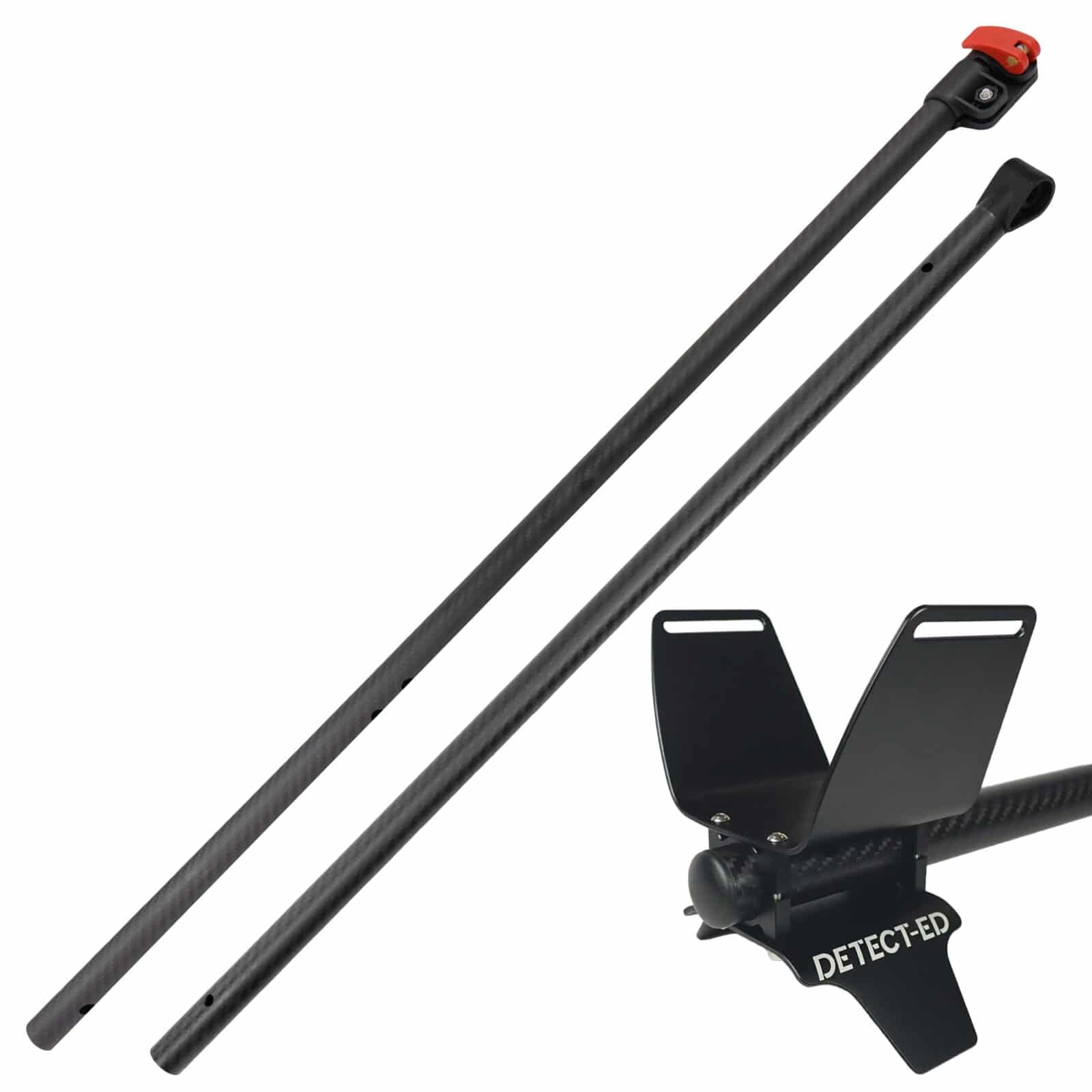 Minelab Equinox Metal Detector Carbon Fiber Shaft - Lightweight Upper & Lower Rod with Alloy Arm Cuff for Treasure Hunting & Beach Metal Detecting