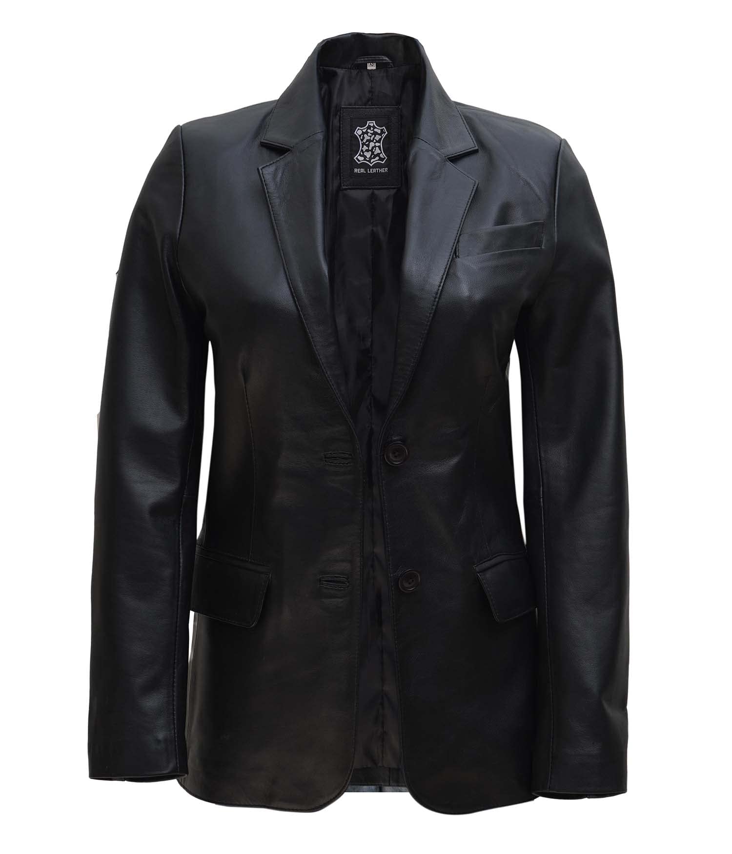 Real Lambskin Leather Blazer Jacket for Women - Stylish Womens Leather Jacket for Office, Casual, and Evening Outfits