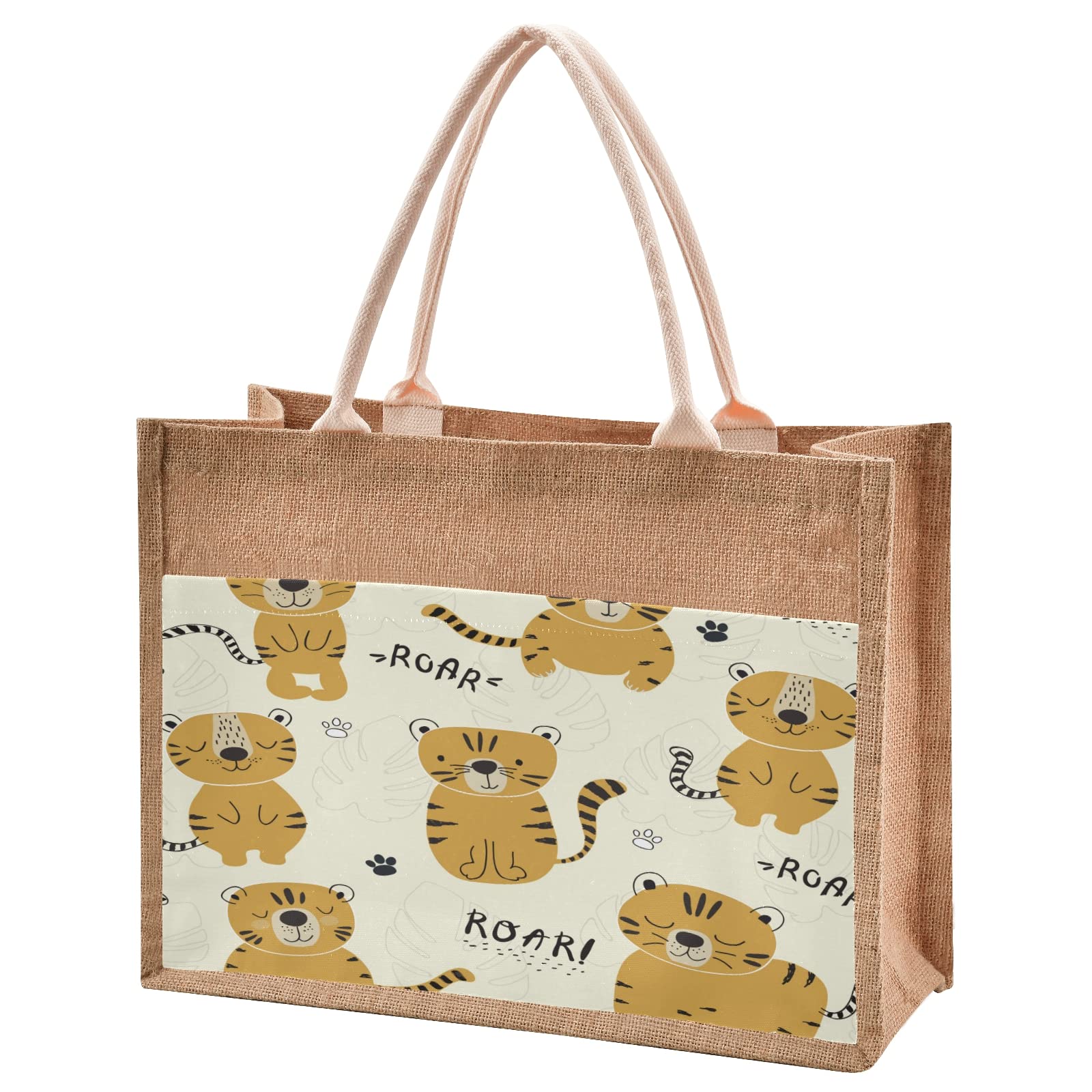 Eco-Friendly Small Burlap Tote Bag - Stylish Reusable Grocery Shopping Bag for Women | Perfect for Farmers Market, Beach & Everyday Use