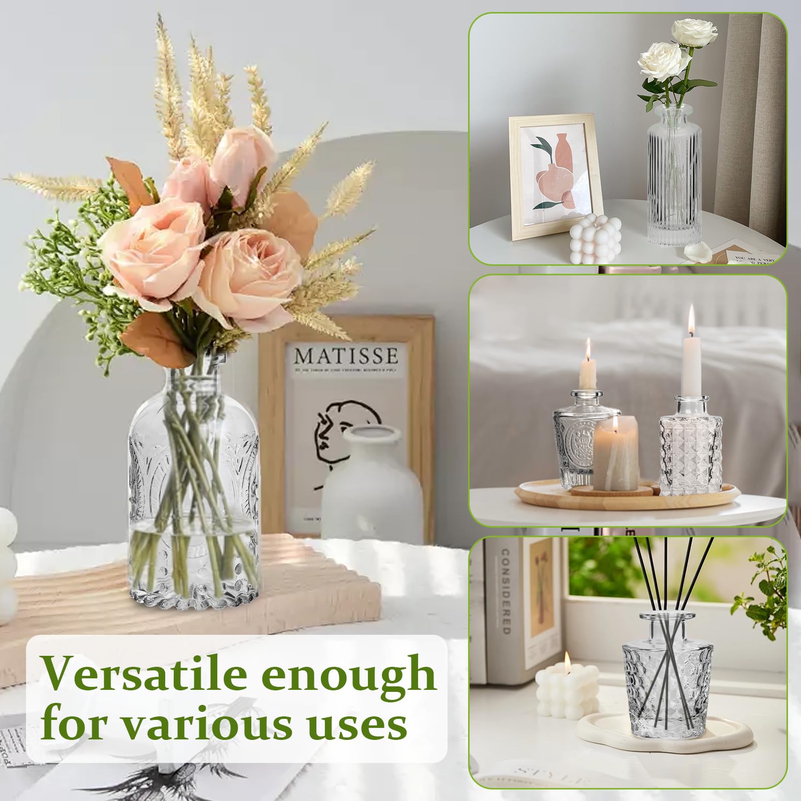 RUCKAE 12-Pack Small Clear Glass Bud Vases - Mini Flower Vases for Wedding Centerpieces, Table Decor, Home Decor & Party Decorations (Transparent) | Perfect for Weddings, Events, Home Floral Arrangements & Gift Packaging