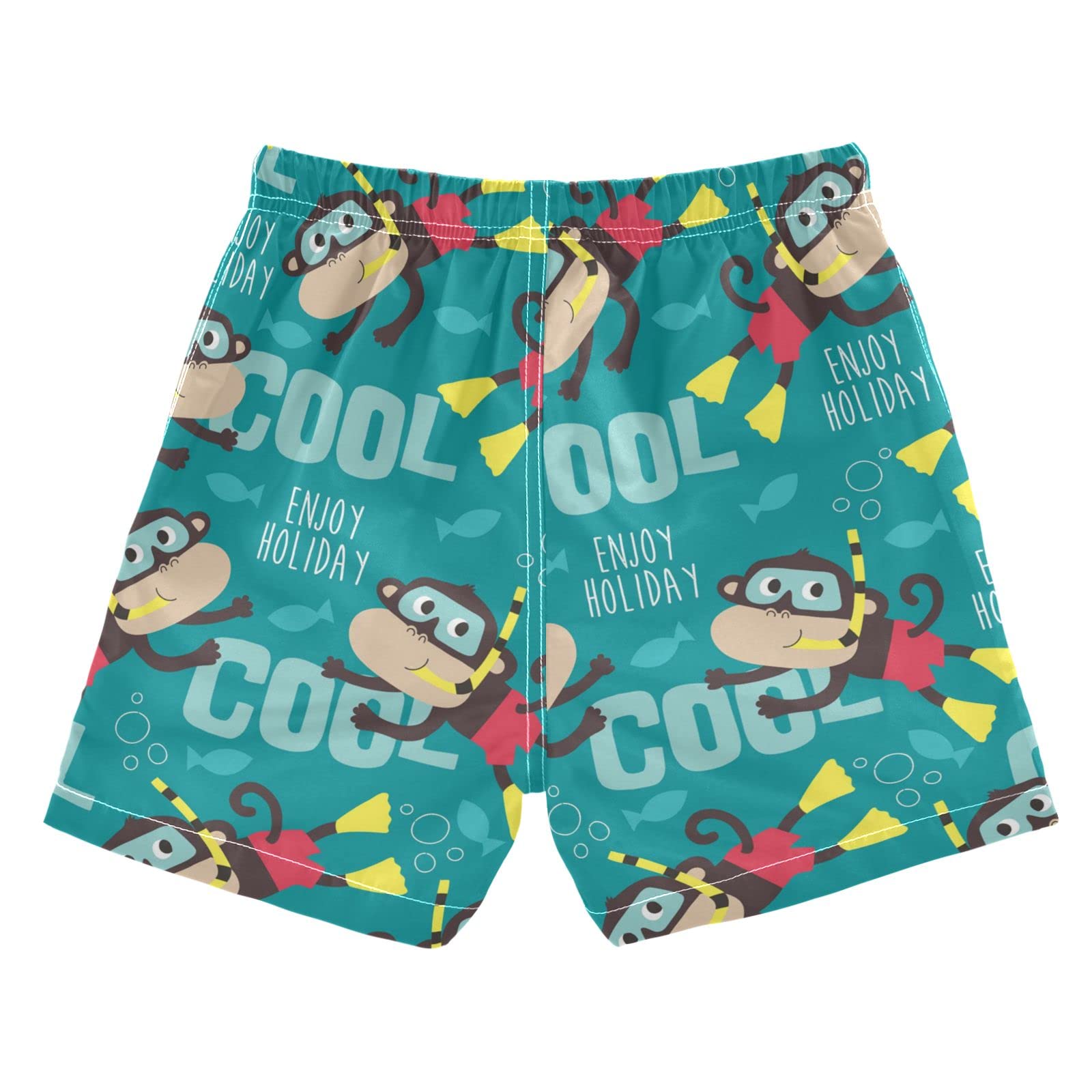 **Monkey Boys Swim Trunks - Quick Dry Toddler & Kids Swimwear with Adjustable Waist (2T-16) - Perfect for Beach, Pool & Summer Water Play**