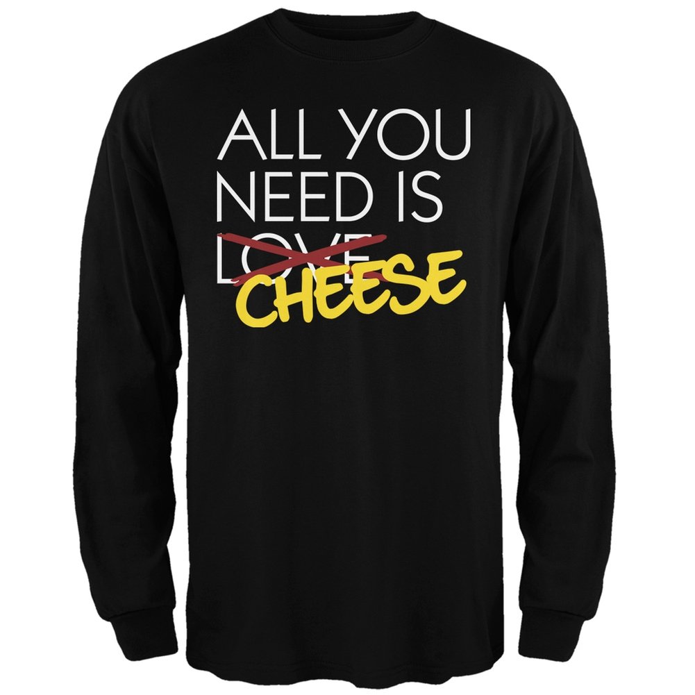 Black Long Sleeve T-Shirt for Adults - Funny Cheese Lover Graphic Tee - Medium Size - Perfect for Casual Wear, Gifts & Cheese Enthusiasts
