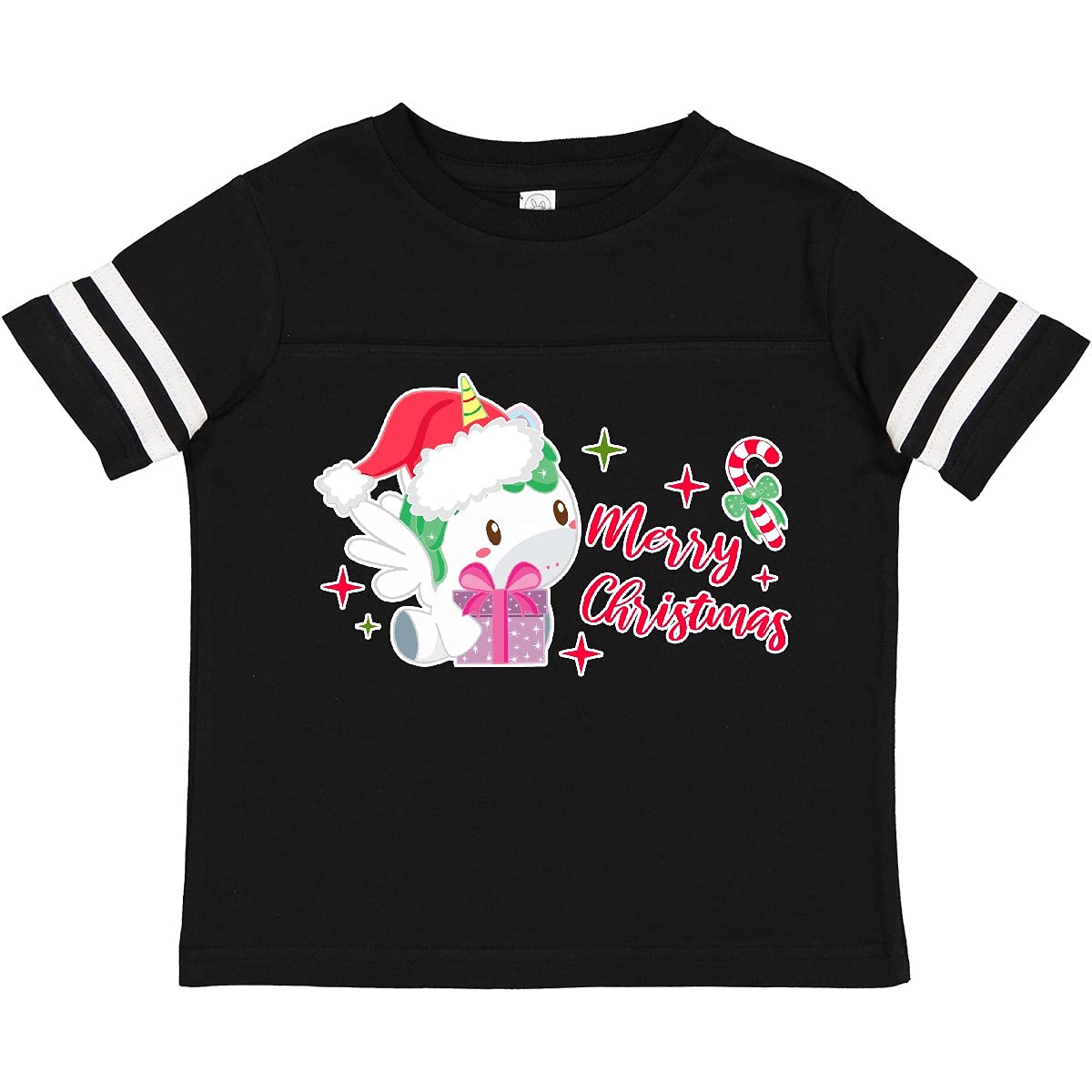 Inktastic Merry Christmas with Alicorn & Candy Cane Toddler T-Shirt - Cute Holiday Outfit for Kids, Christmas Party & Family Photos