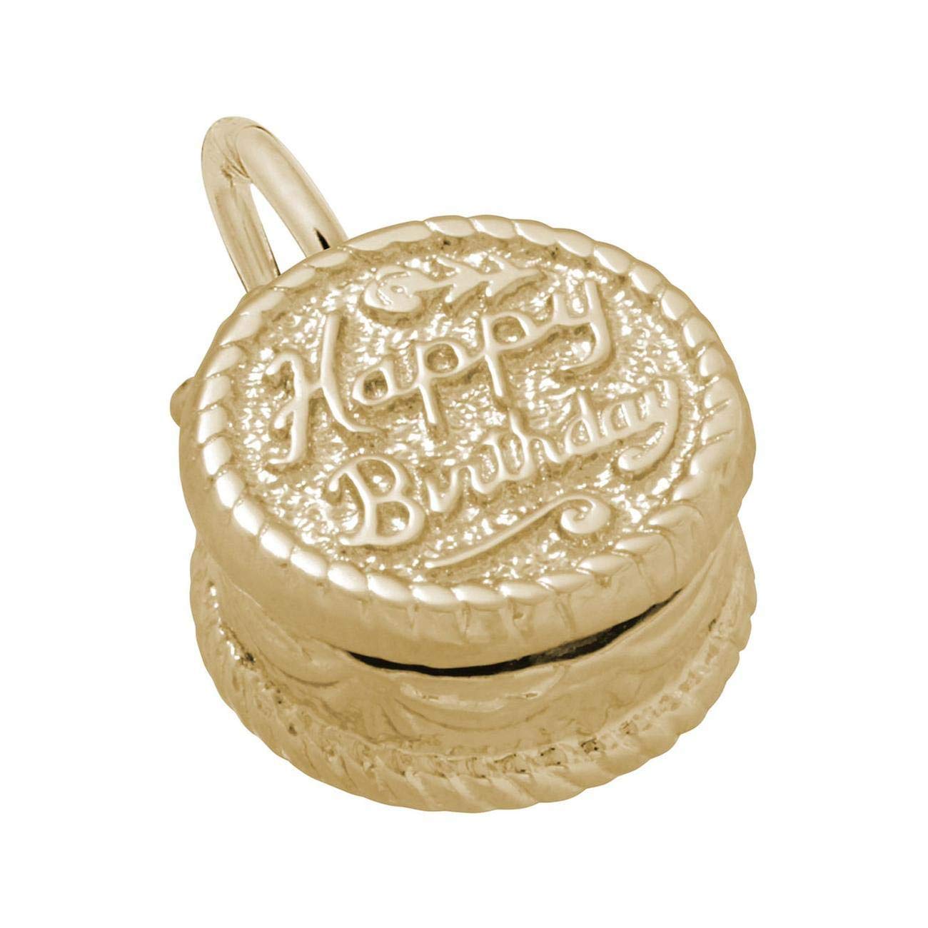 14K Yellow Gold Happy Birthday Cake Charm Pendant - Elegant Jewelry Gift for Women, Birthday Party, Anniversary & Special Occasions