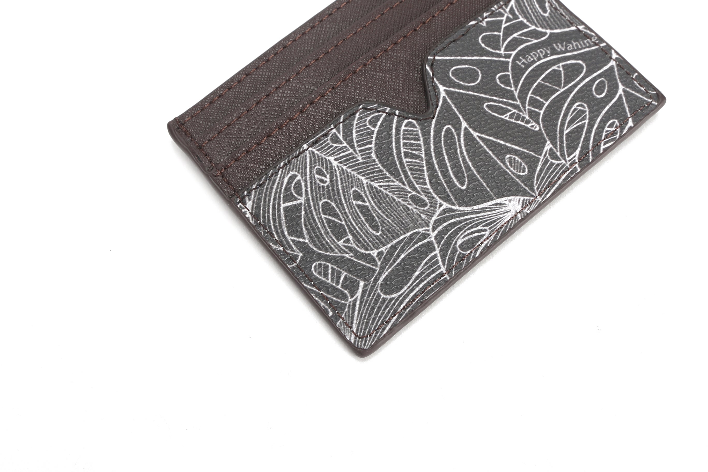 Meilany Monstera Leaf Pattern Grey Card Holder - Slim RFID Blocking Wallet for Credit Cards & ID - Perfect for Travel, Work, and Everyday Use