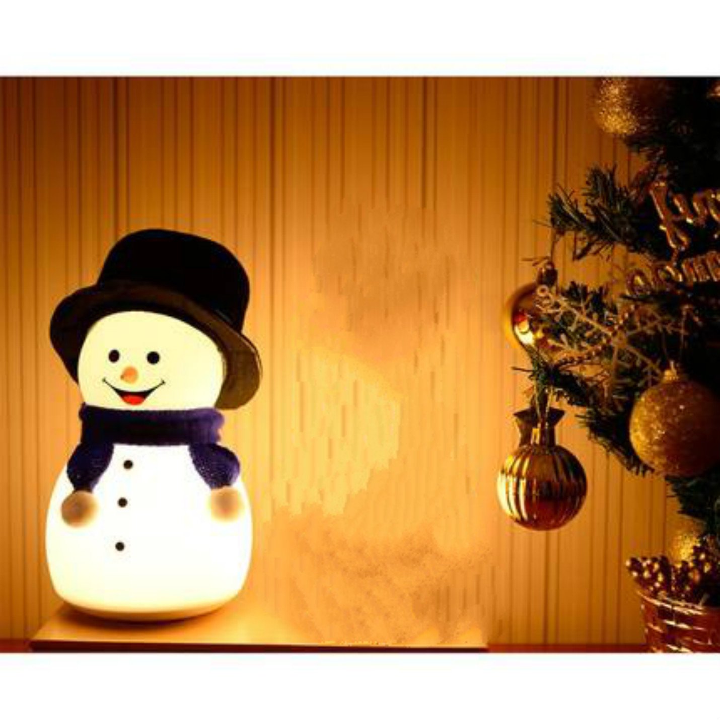 USB Rechargeable 7-Color Changing LED Snowman Night Light - Touch Control Silicone Table Lamp for Christmas Decor, Kids Room, Birthday Gift & Home Decoration | Optical Illusion Desk Light for Bedroom, Nursery & Holiday Parties