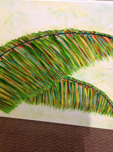 30 X 40 Signed Felicia Ray Fancy Palm Fronds Art Print - Tropical Wall Decor for Living Room, Bedroom & Office