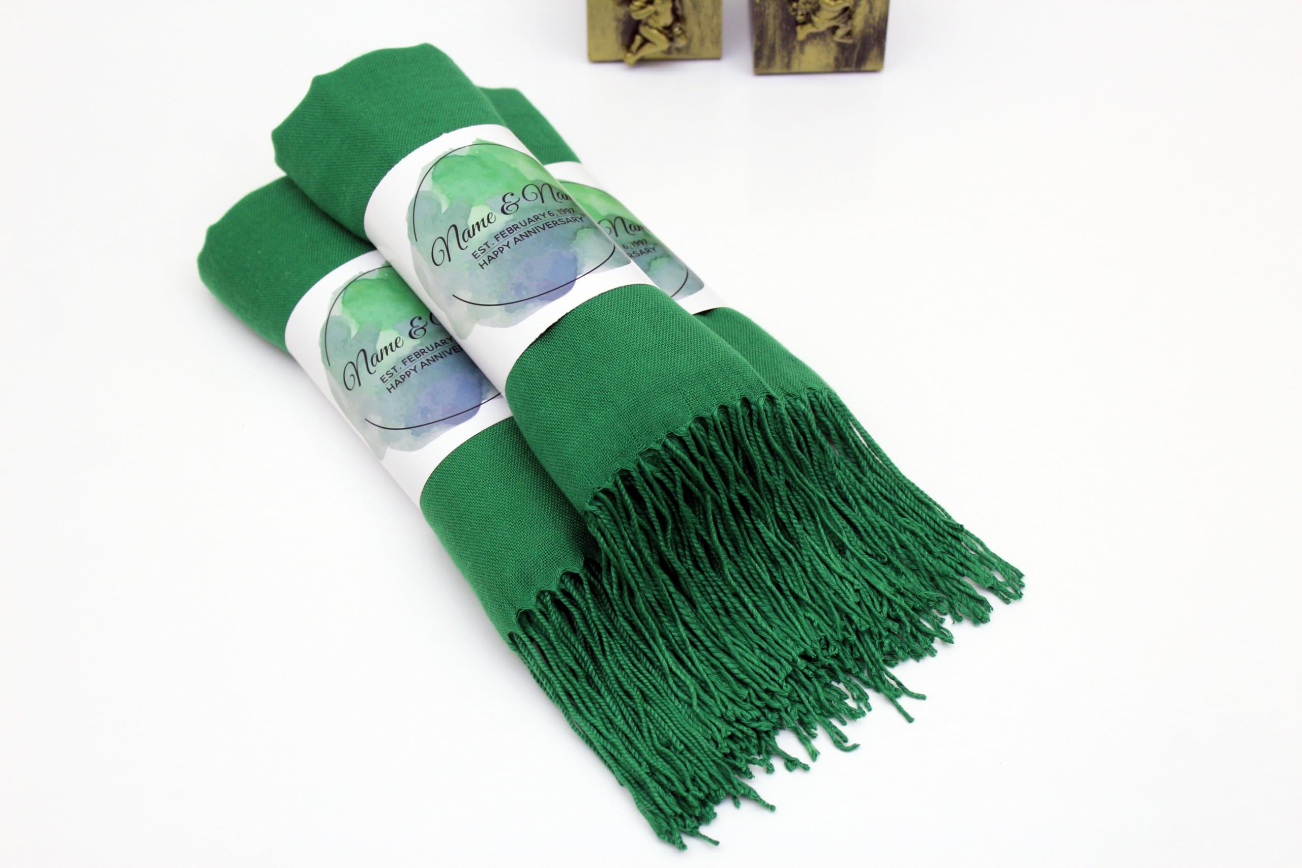 25 Pcs Premium Pashmina Shawls for Women - Soft Personalized Scarves, Elegant Evening Dress Shawls, Wedding Favors for Guests, Bridal Shawls & Bridesmaid Gifts (Green) - Perfect for Weddings, Parties & Special Occasions