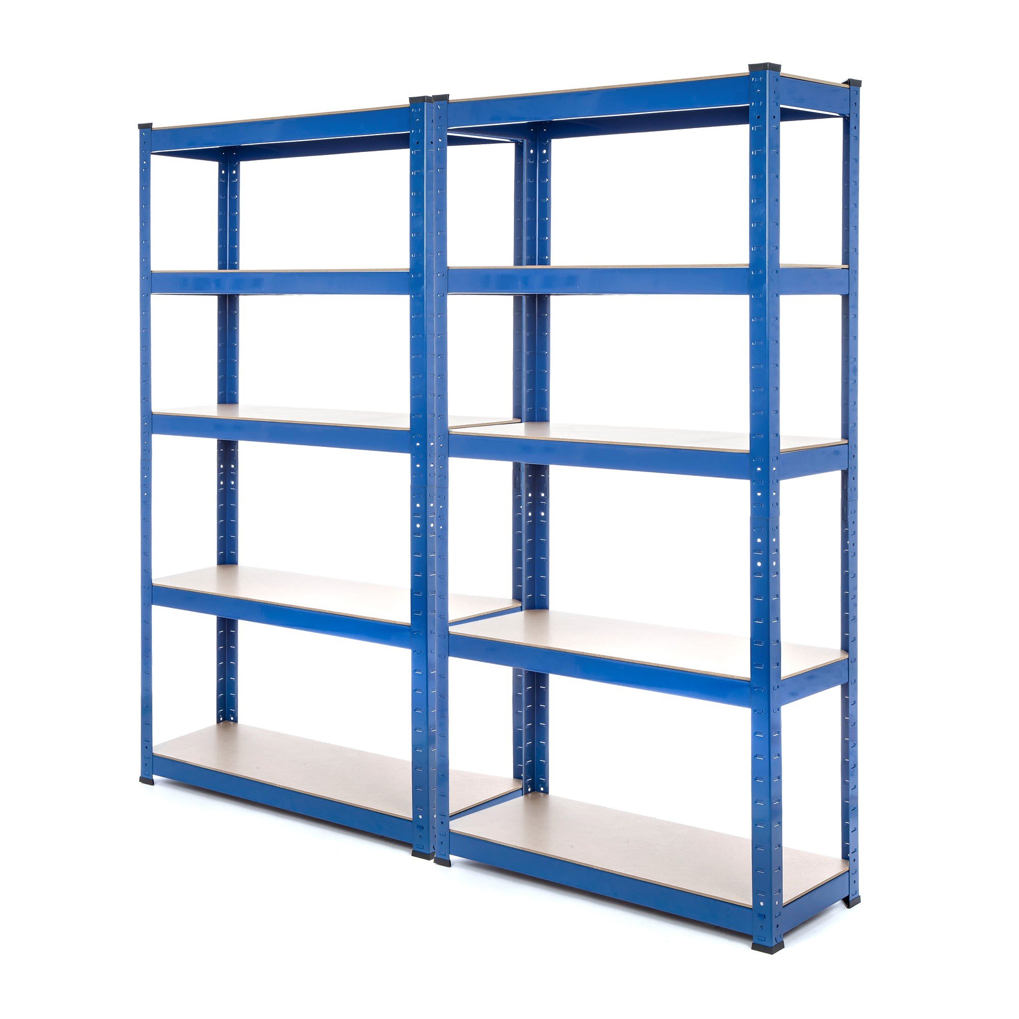 Heavy Duty 2 Bay Steel Shelving Unit - 150kg Capacity per Shelf, 5-Tier Garage Storage Rack (1500mm H x 750mm W x 300mm D) - Perfect for Garage Organization, Warehouse Storage & Industrial Shelving Solutions