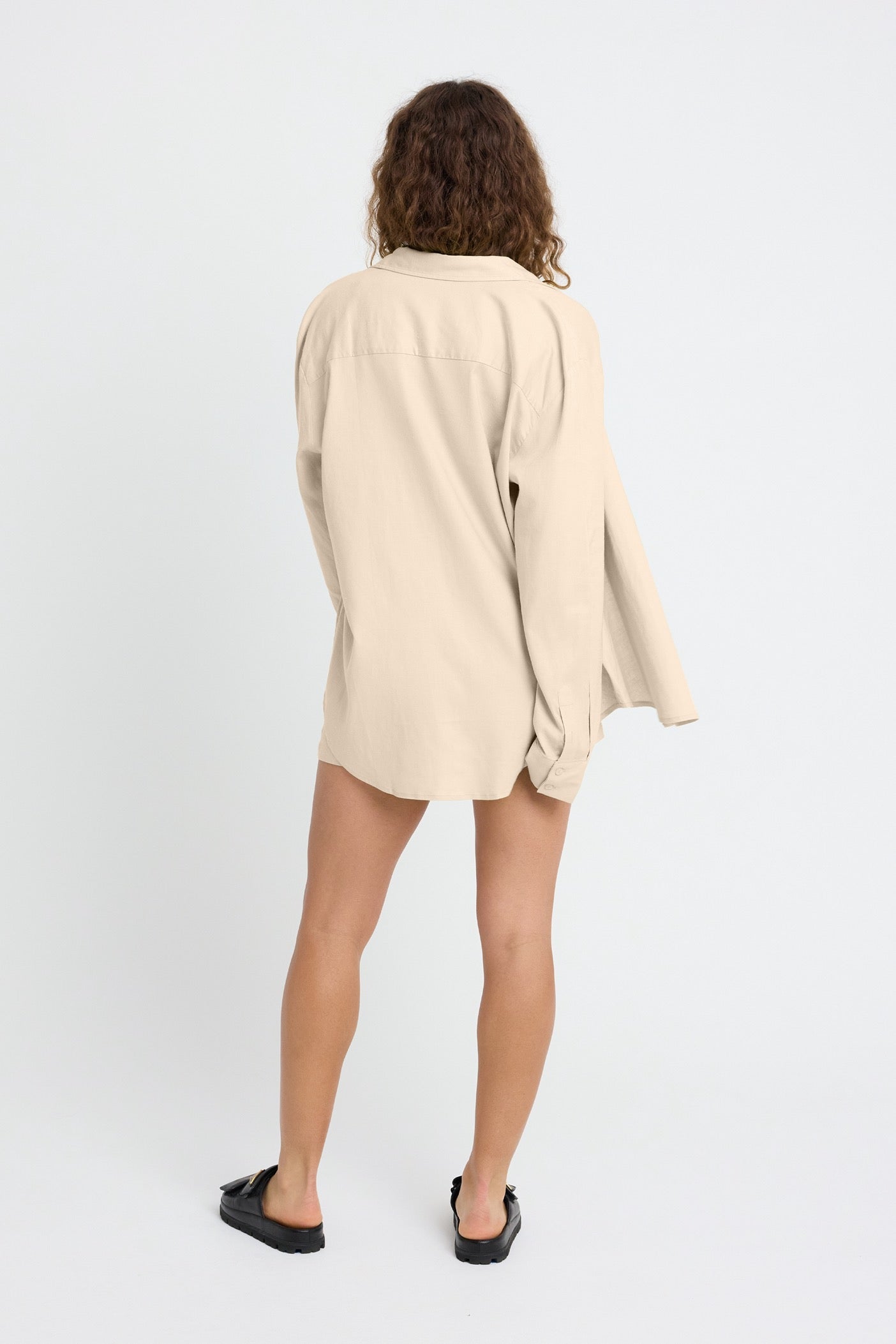 Arden Linen Button Down Shirt for Women - Breathable Coconut Color Summer Blouse | Perfect for Office, Beach & Casual Outings