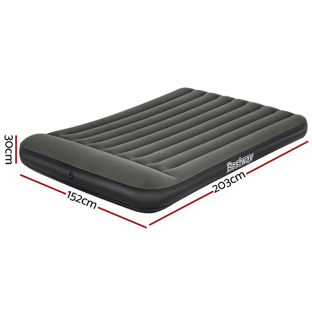 Bestway Queen Air Mattress - 30cm Inflatable Bed with Built-in Pump, Grey - Perfect for Camping, Guest Beds & Home Use