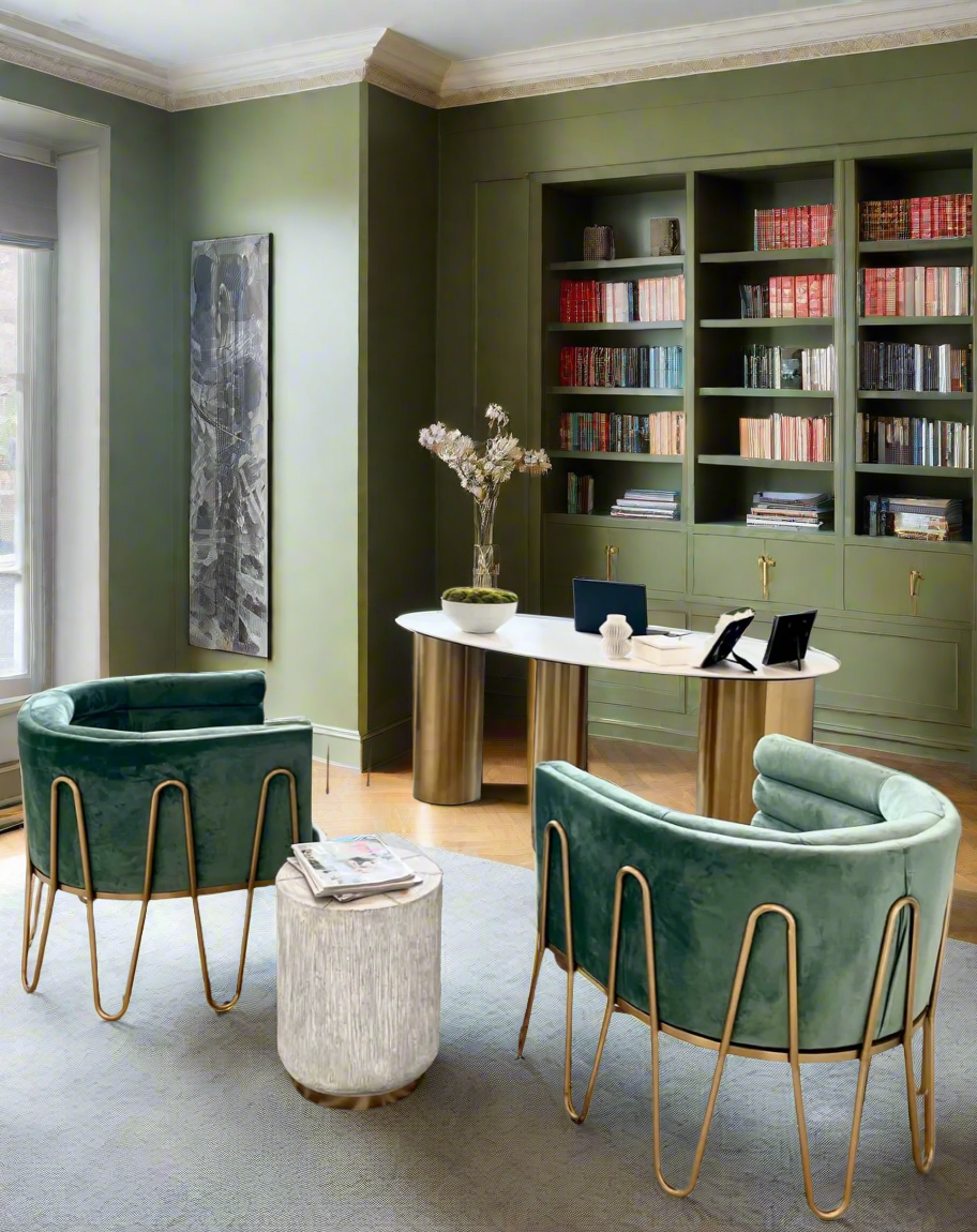 Alexa Green Barrel Chair - Modern Accent Armchair for Living Room, Bedroom & Office - Comfortable Upholstered Lounge Chair with Sturdy Frame - Perfect for Relaxing, Reading & Decorating