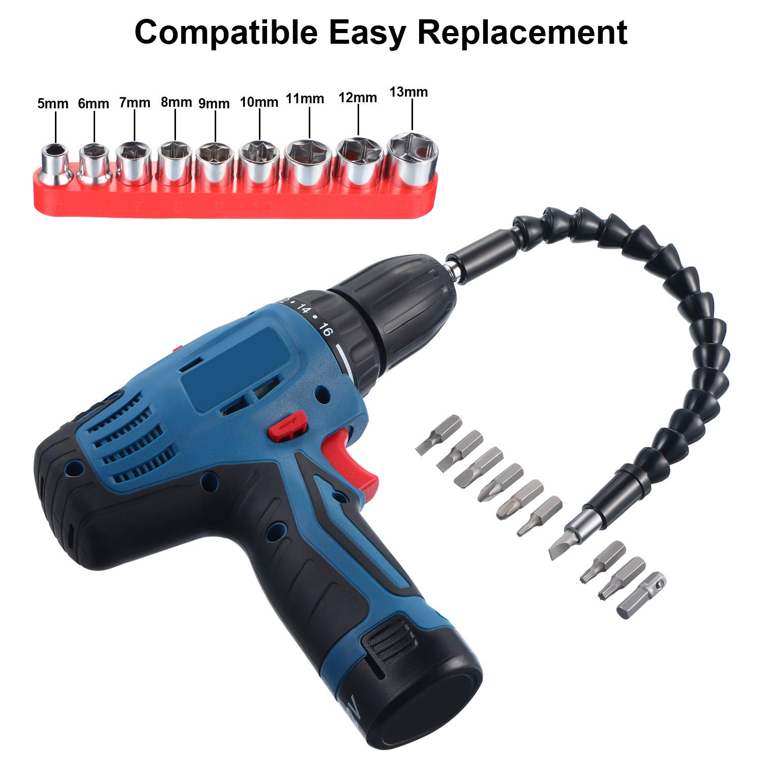 22-Piece Flexible Drill Bit Extension Set - Universal Soft Shaft Connectors for Screwdrivers & Sockets | Perfect for Tight Spaces & DIY Projects