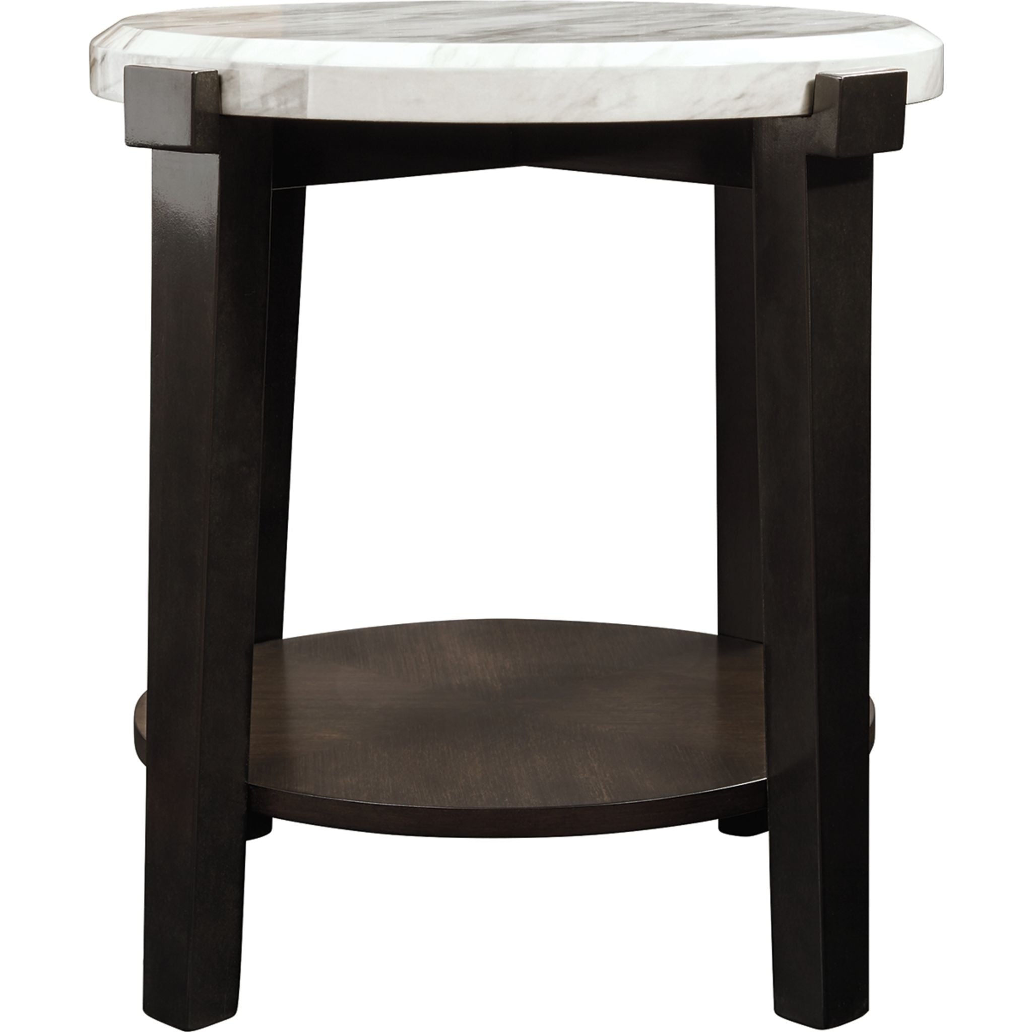 Ashfair End Table - Dark Brown & White Nightstand for Living Room, Bedroom - Small Side Table with Storage Shelf for Home Decor