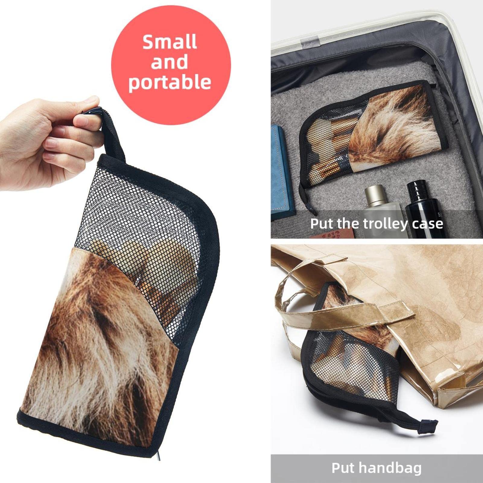 12-Piece Makeup Brush Organizer Bag with Lion Design - Portable Cosmetic Brush Holder Case for Travel, Home & Professional Makeup Artists