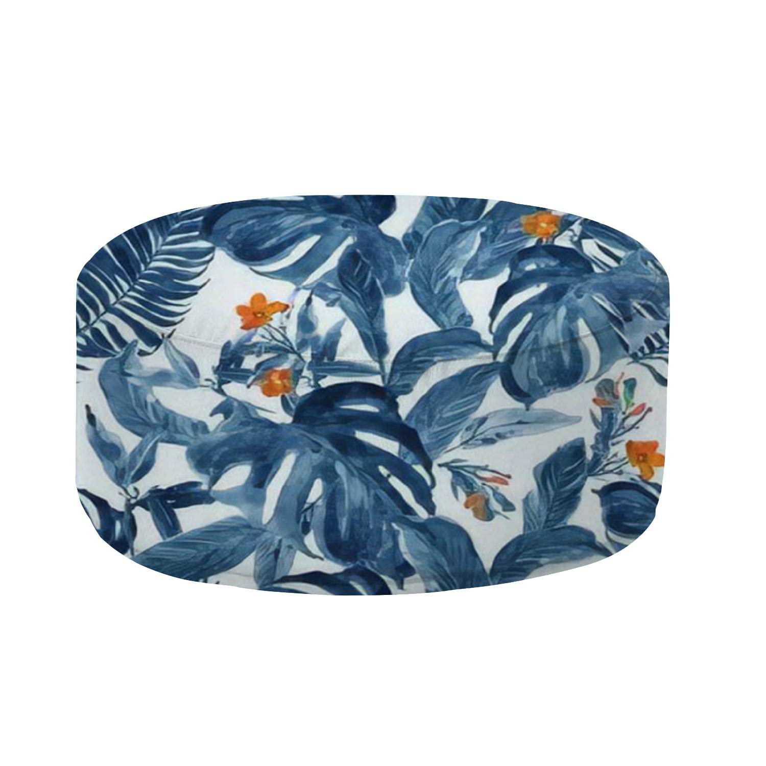 Inflatable Stool Ottoman Pouf Footrest - Seamless Hand-Painted Watercolor Monstera Leaf Design - Small Red Indoor/Outdoor Foot Rest for Yard, Patio, Kids & Adults - Bean Bag Floor Footstool & Padded Chair for Living Room, Bedroom, or Garden Relaxation