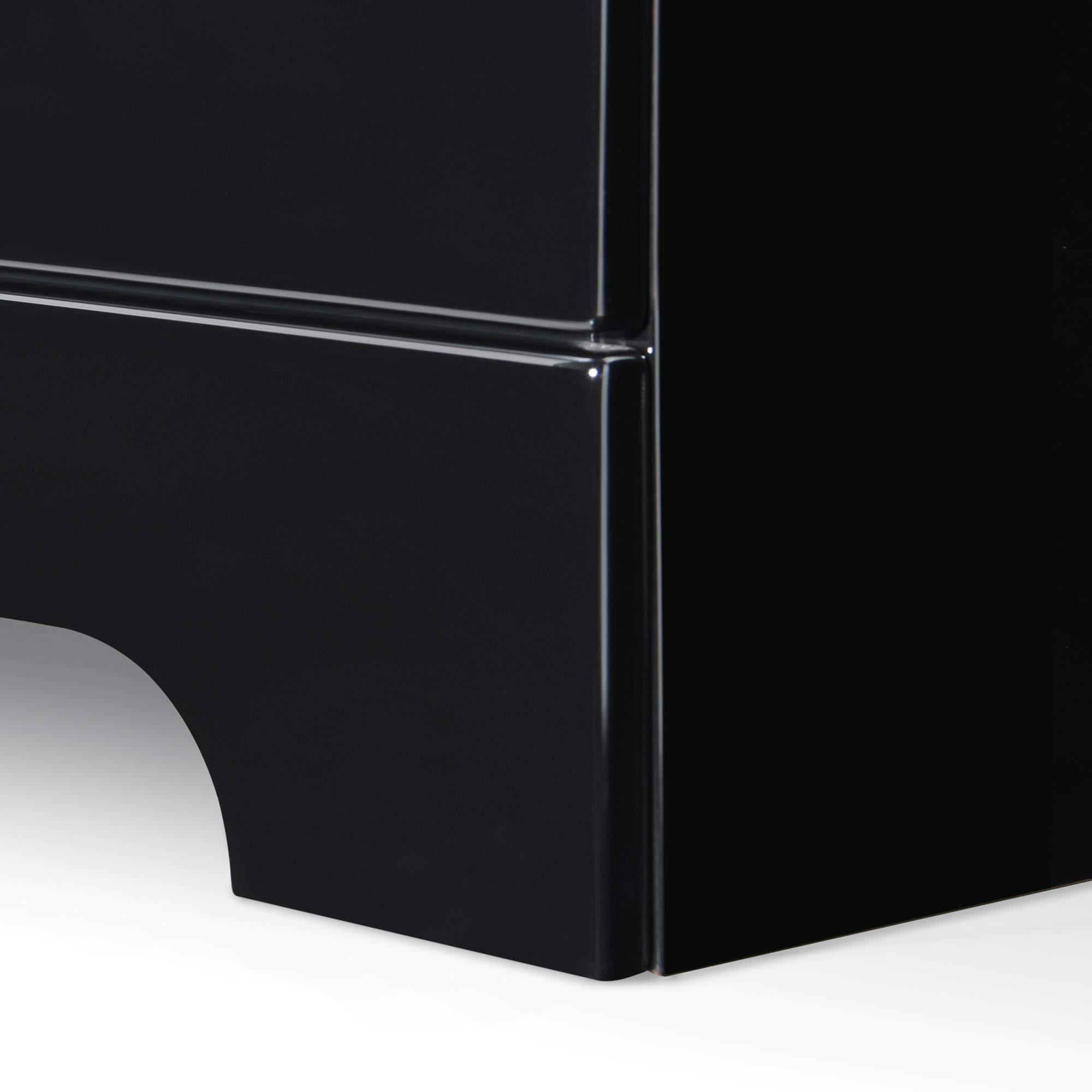 ClickDecor Hudson End Side Nightstand with 2 Drawers - Wooden Nightstand Table for Bedroom with Matte Chrome Handle - Black - Perfect for Small Spaces, Apartment Living & Guest Rooms