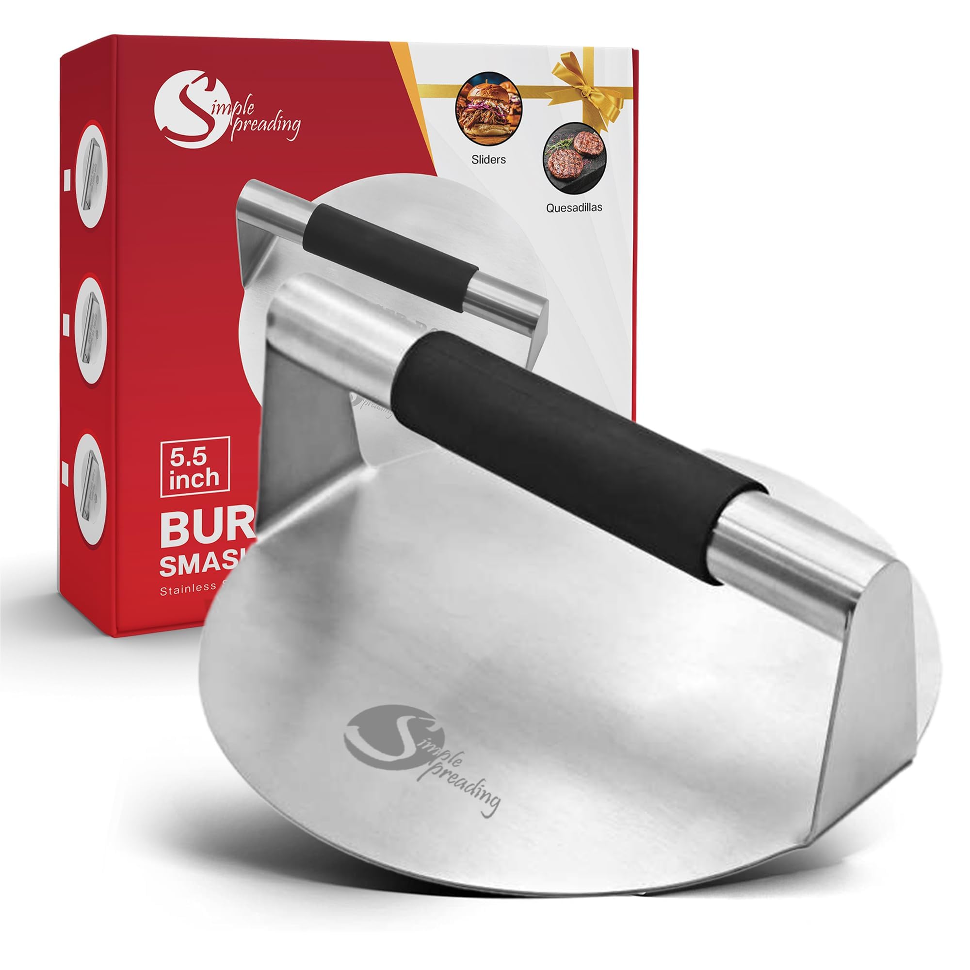 Stainless Steel Smash Burger Press with Fun Quotes - 5.5
