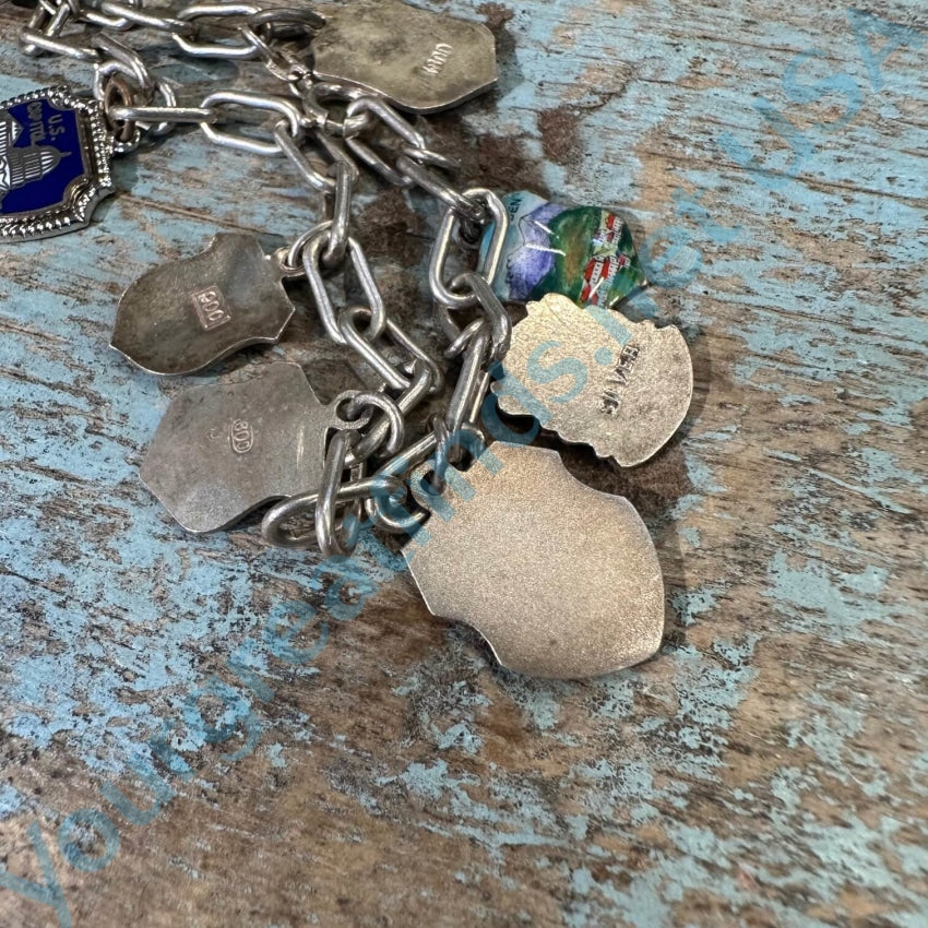 Vintage 925 & 800 Sterling Silver Charm Bracelet with Travel Shield - Elegant Jewelry for Women, Gift for Her, Perfect for Travel Protection & Everyday Wear