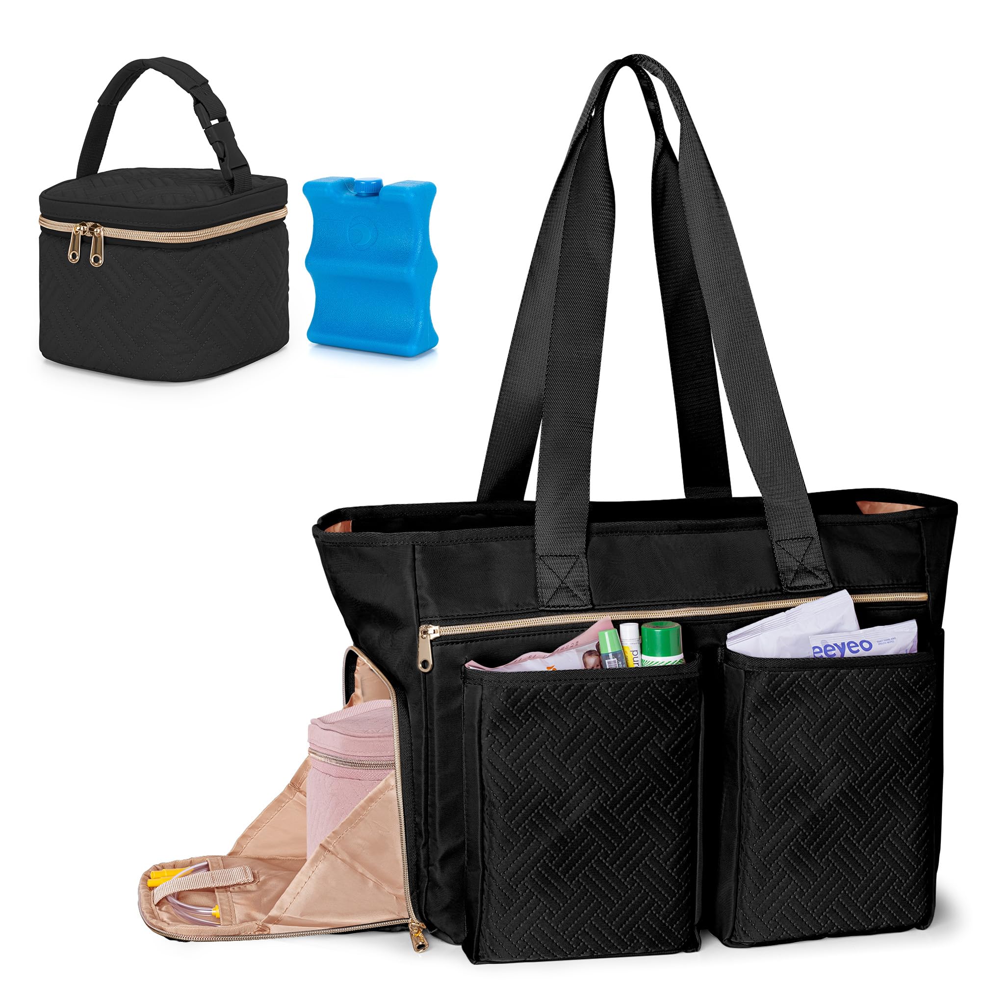 Fasrom Wearable Breast Pump Tote Bag - Compatible with Medela Pump in Style, Includes Breastmilk Cooler Bag (Holds 4 Baby Bottles up to 5oz) - Perfect for Working Moms, Travel & On-the-Go Pumping