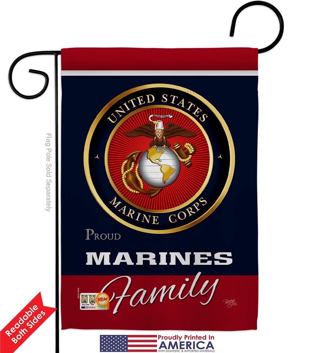 USMC Semper Fi Double-Sided Garden Flag Kit - 28x40 Inch Military House Banner for Marine Corps Veterans & Armed Forces Families - Made in USA - Perfect for Yard Decoration, Patriotic Displays & Military Appreciation Gifts