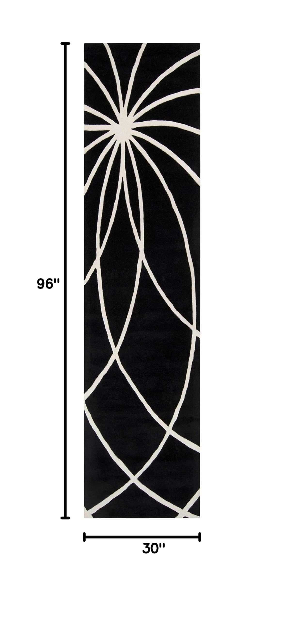 Modern Harlem Wool Hallway & Kitchen Runner Rug - Black & Beige - 2'6