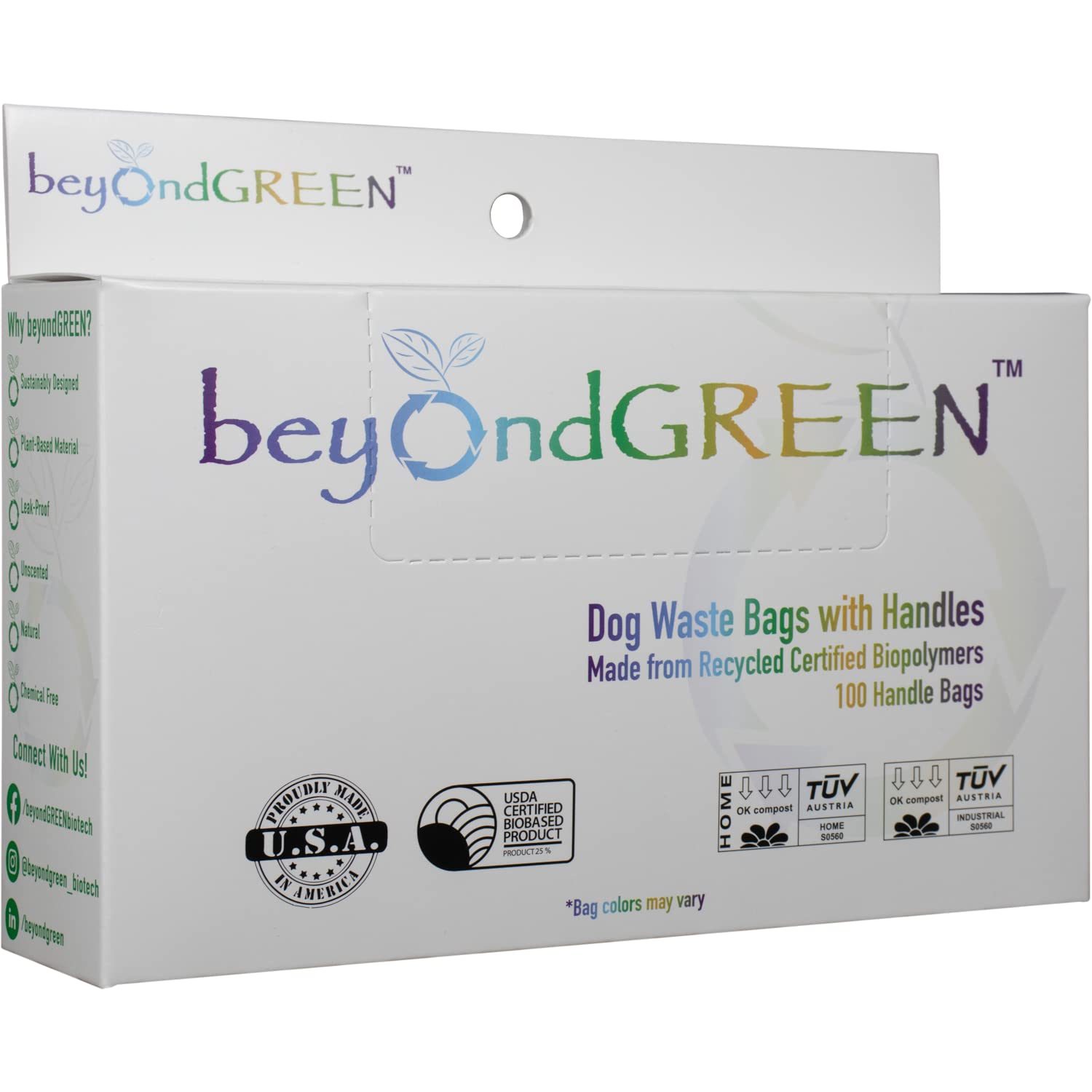 Eco-Friendly Plant-Based Dog Waste Bags with Handles - 100 Count Biodegradable Poop Bags (8