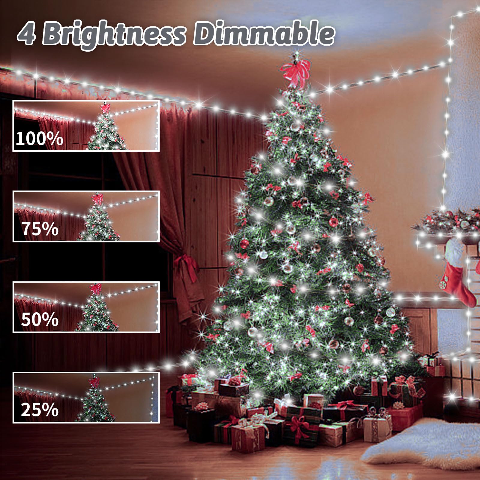 2 Pack 120LED Battery Operated Rope Lights - Waterproof Fairy String Lights with 8 Modes & Timer for Indoor Outdoor Christmas Decor, Bedroom, Tree, Patio (Cool White) - Perfect for Holiday Lighting, Party Decorations, and Garden Accents