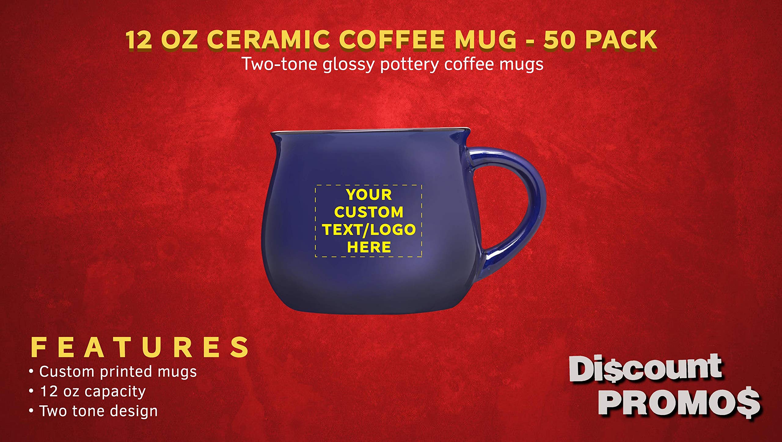 Custom Glazed Campfire Coffee Mugs 12 oz Set of 50 - Personalized Bulk Coffee Cups for Camping, Picnics & Outdoor Adventures - Durable Cobalt Blue Ceramic Mugs for Coffee, Tea, Hot Chocolate & Beverages - Perfect for Restaurants, Cafes & Corporate Gifts