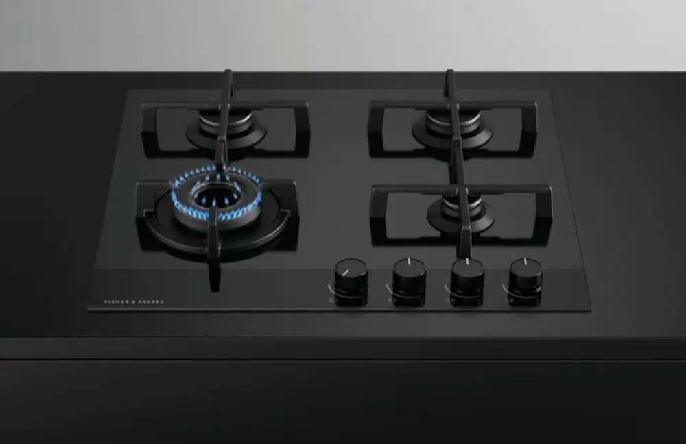 Fisher & Paykel CG604DLPGB4 60cm LPG Gas on Glass Cooktop - Premium Gas Stove for Modern Kitchens, Perfect for Home Cooking & Entertaining