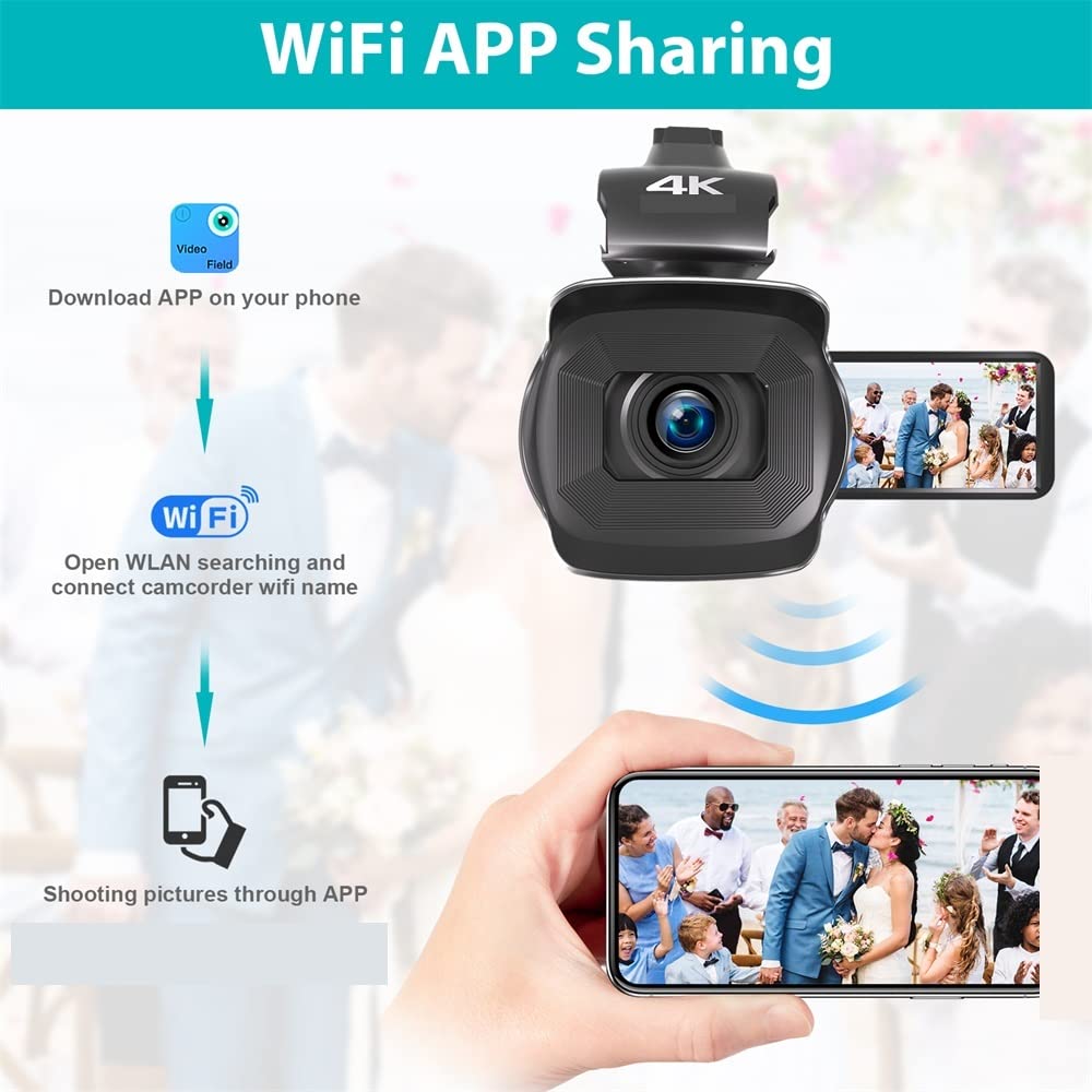 AUBEST 4K Video Camera Camcorder - 60FPS 64MP Vlogging Camera with 18X Zoom, AF, 4