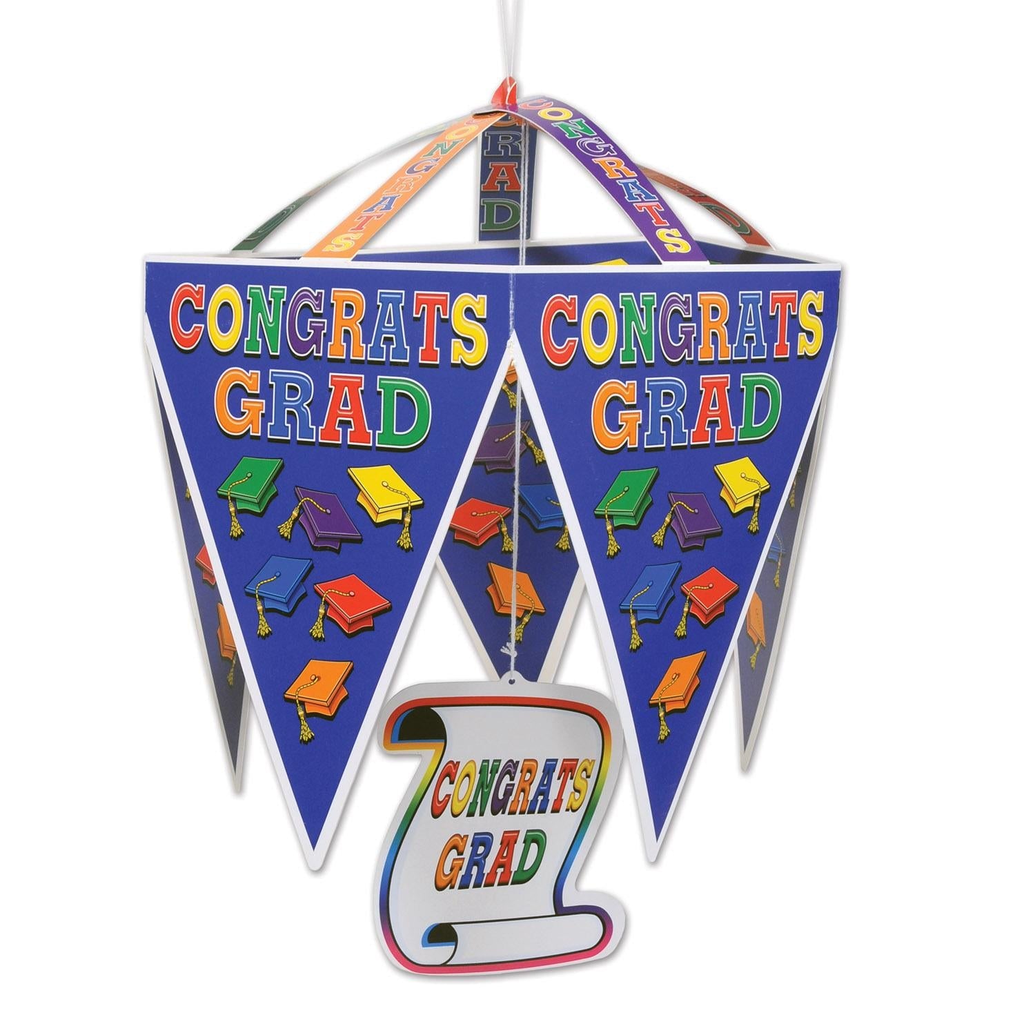 12 Pack Beistle Congrats Grad Graduation Party Pennant Chandelier - Hanging Decorations for Graduation Ceremony, Party Decor & School Events - Perfect for Class of 2024 Celebrations