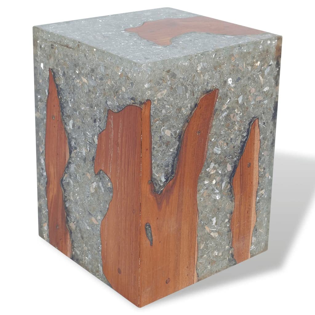 CHARMMA Solid Teak Wood Stool - Natural Live Edge Tree Stump Stool, Side Table, Plant Stand & Nightstand for Indoor/Outdoor Use - 11.8