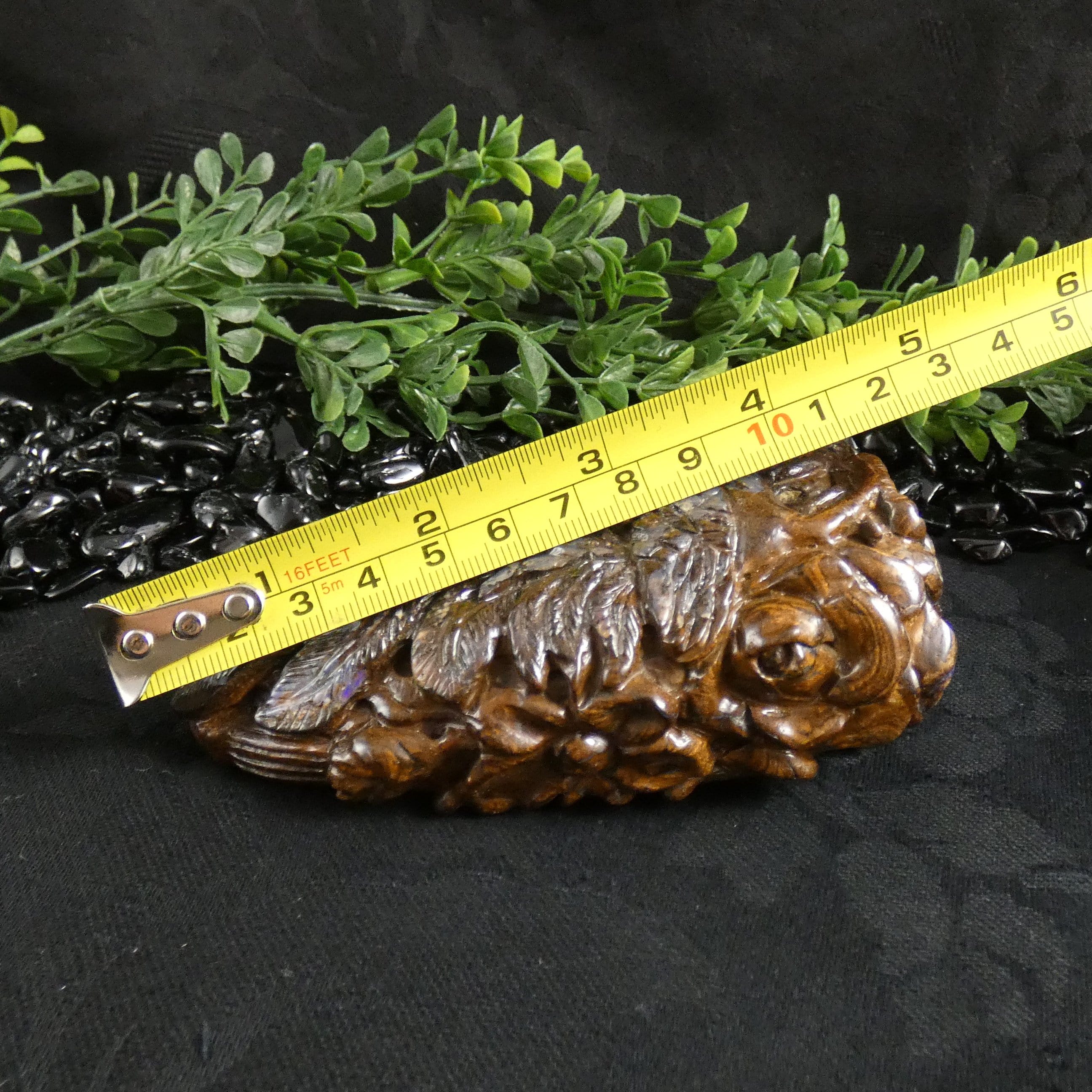 Natural Boulder Opal Bird & Flower Basket Carving - Handcrafted Gemstone Art for Home Decor & Gift Giving | Perfect for Display, Collection & Spiritual Healing