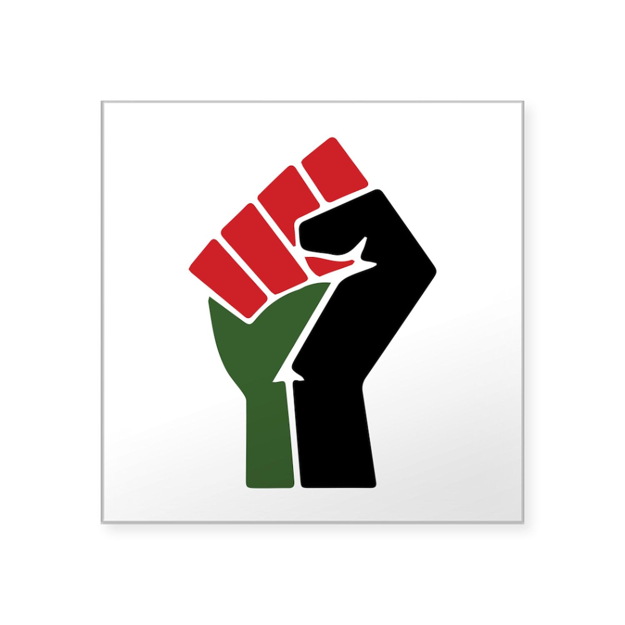 Black Red Green Fist Square Bumper Sticker - Car Decal for Windows, Laptops & Notebooks - Show Your Pride & Support Social Justice Movements