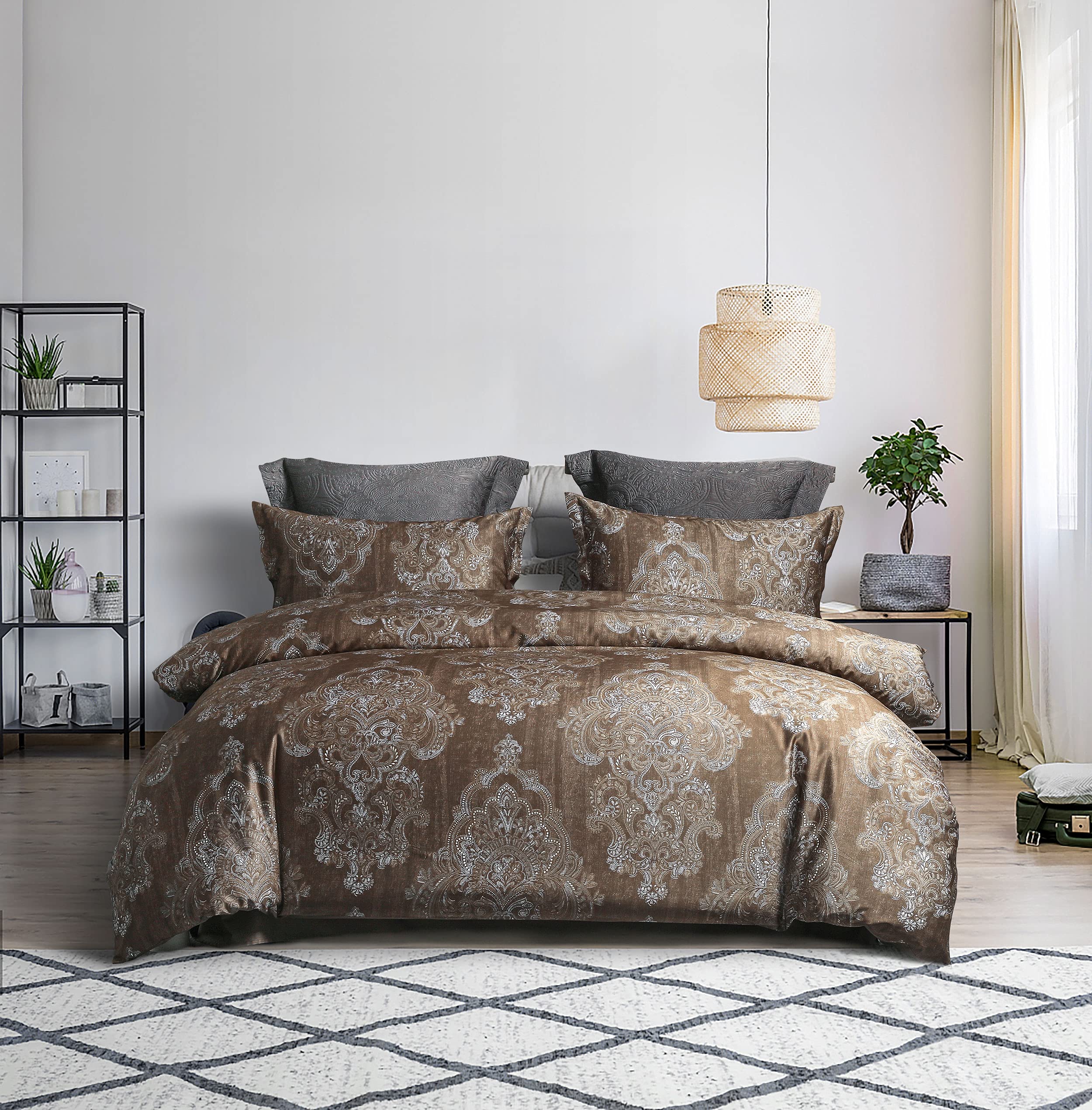 Premium 100% Egyptian Cotton Duvet Cover Set - 3 Piece Queen Size (90x90